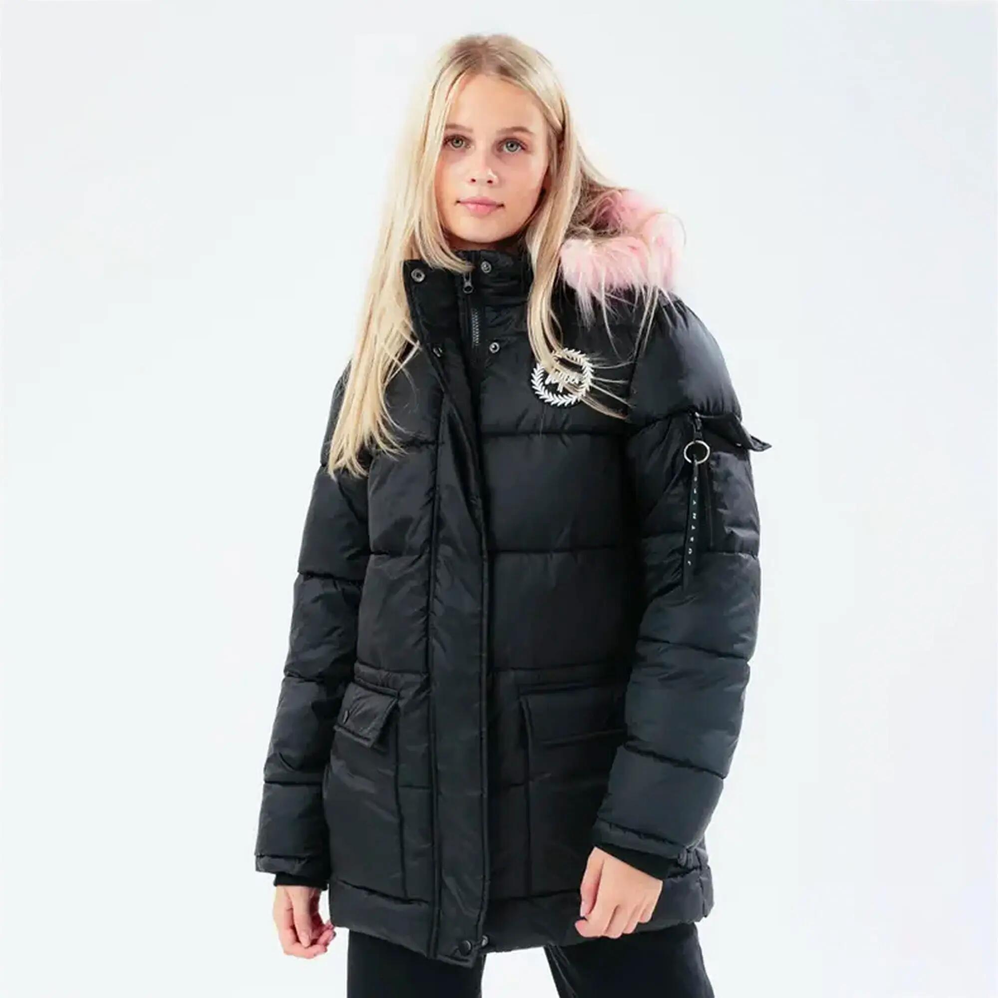 HYPE - Veste explorer fille noire capuche matelassée chaude hiver 3/5