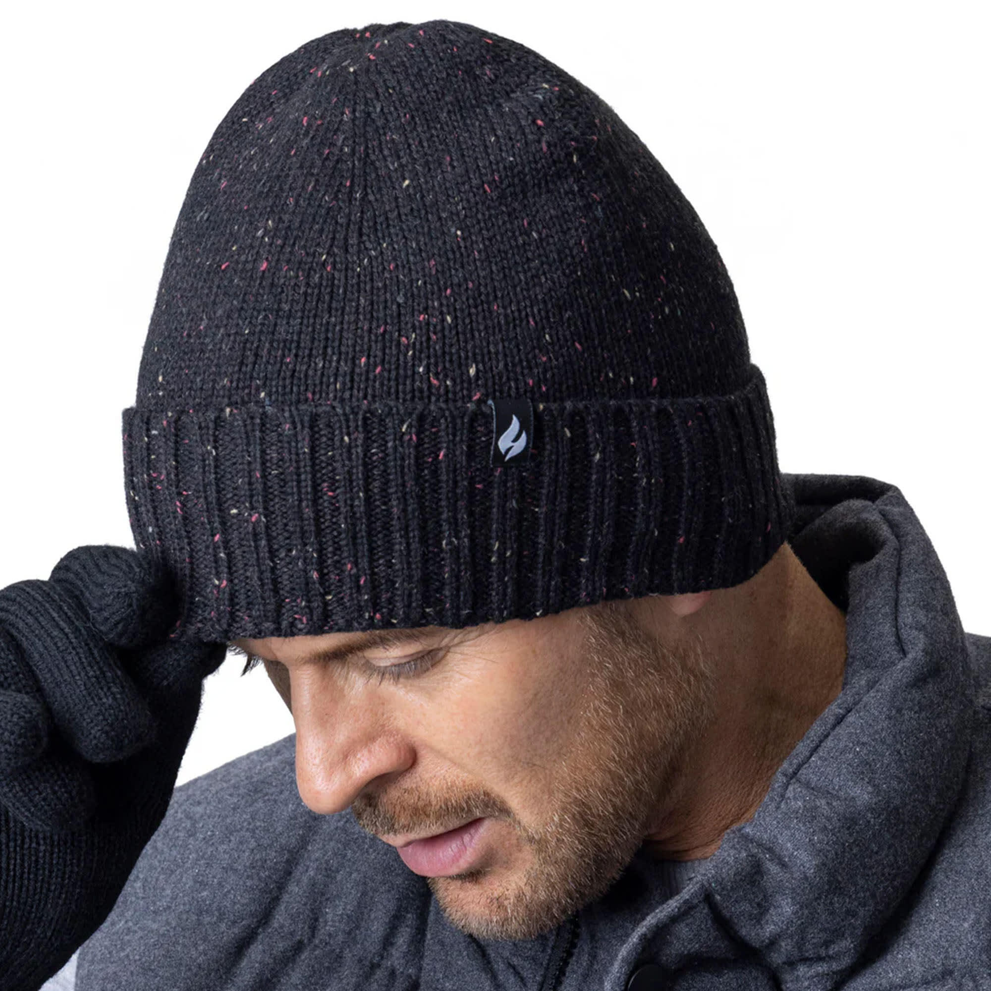 Herren Beanie Mütze Winter | Heat Holders | Mütze Fleecefutter Gerippter 4/5