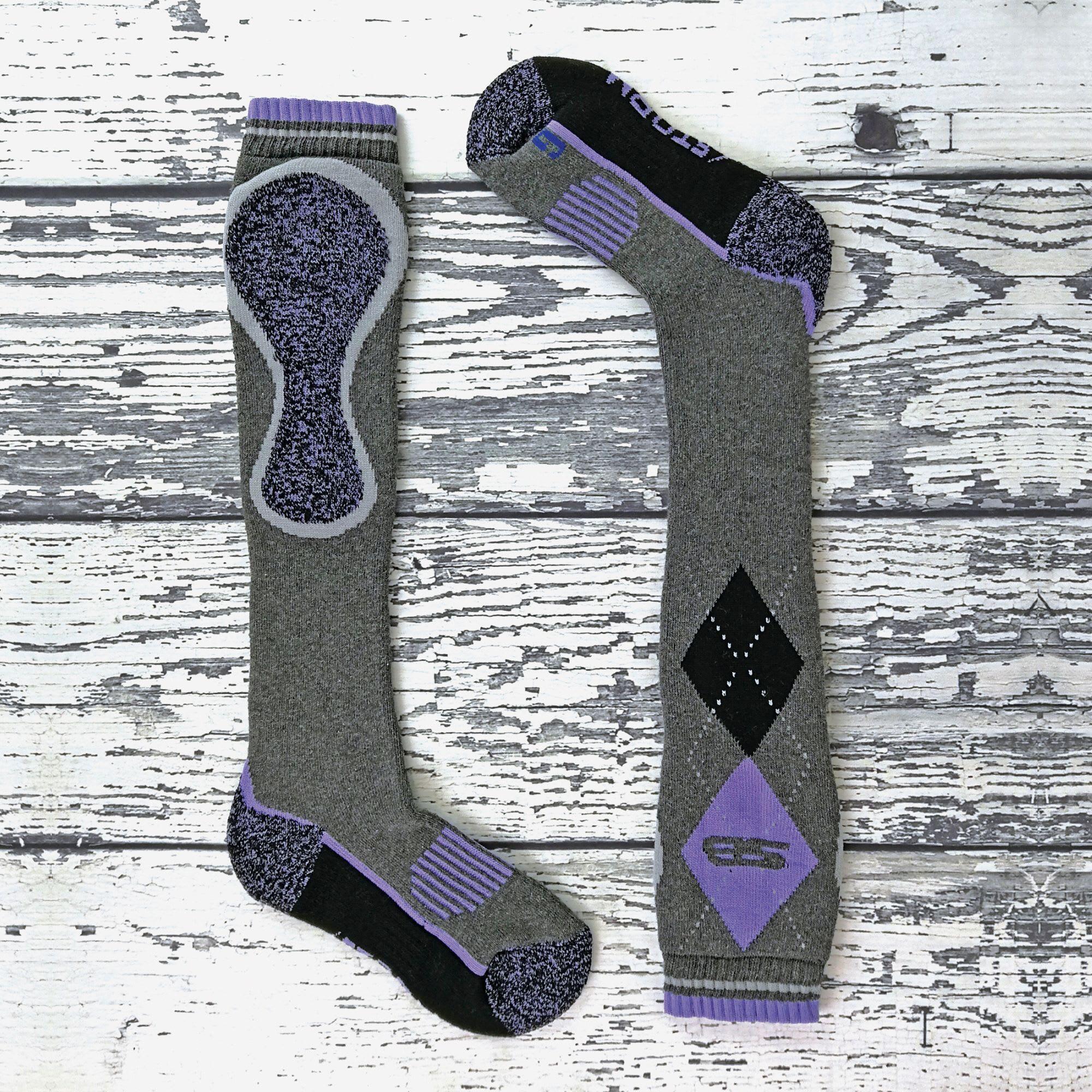 Storm Bloc - Damen Baumwolle Kniestrümpfe Argyle Muster | Wandersocken Kniehoch 5/6