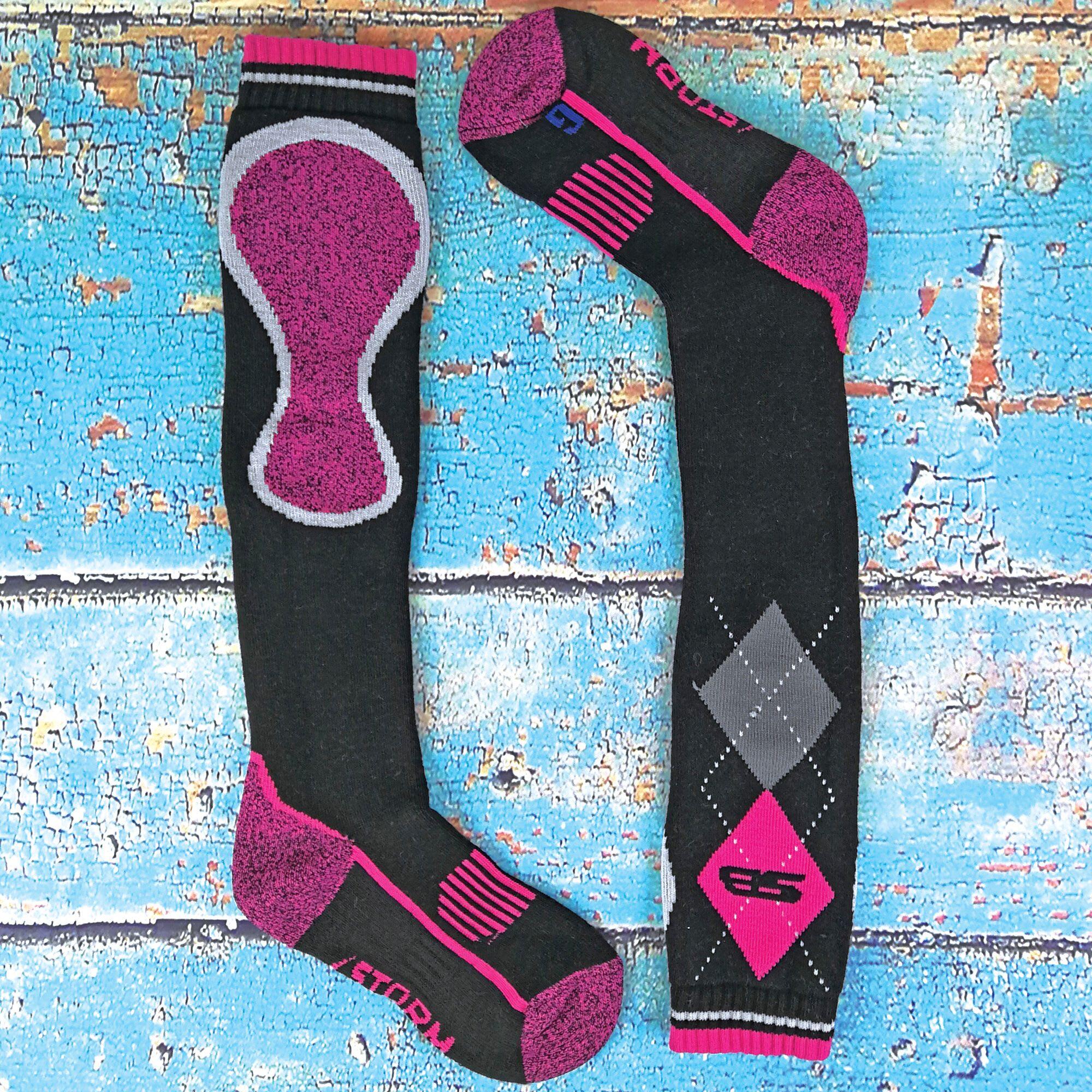 Storm Bloc - Damen Baumwolle Kniestrümpfe Argyle Muster | Wandersocken Kniehoch 3/6