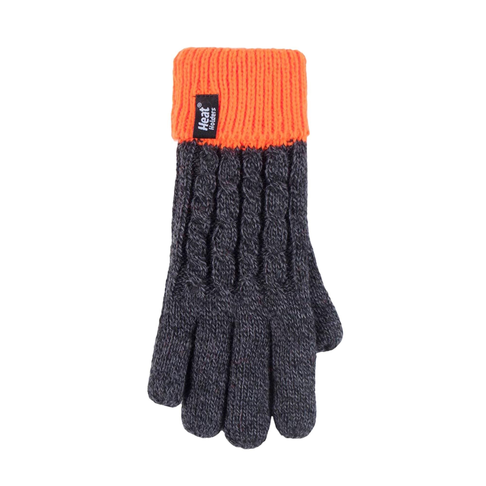 Boys Kids Cable Knit Warm Fleece Lined Thermal Winter Hat & Gloves Set 4/4