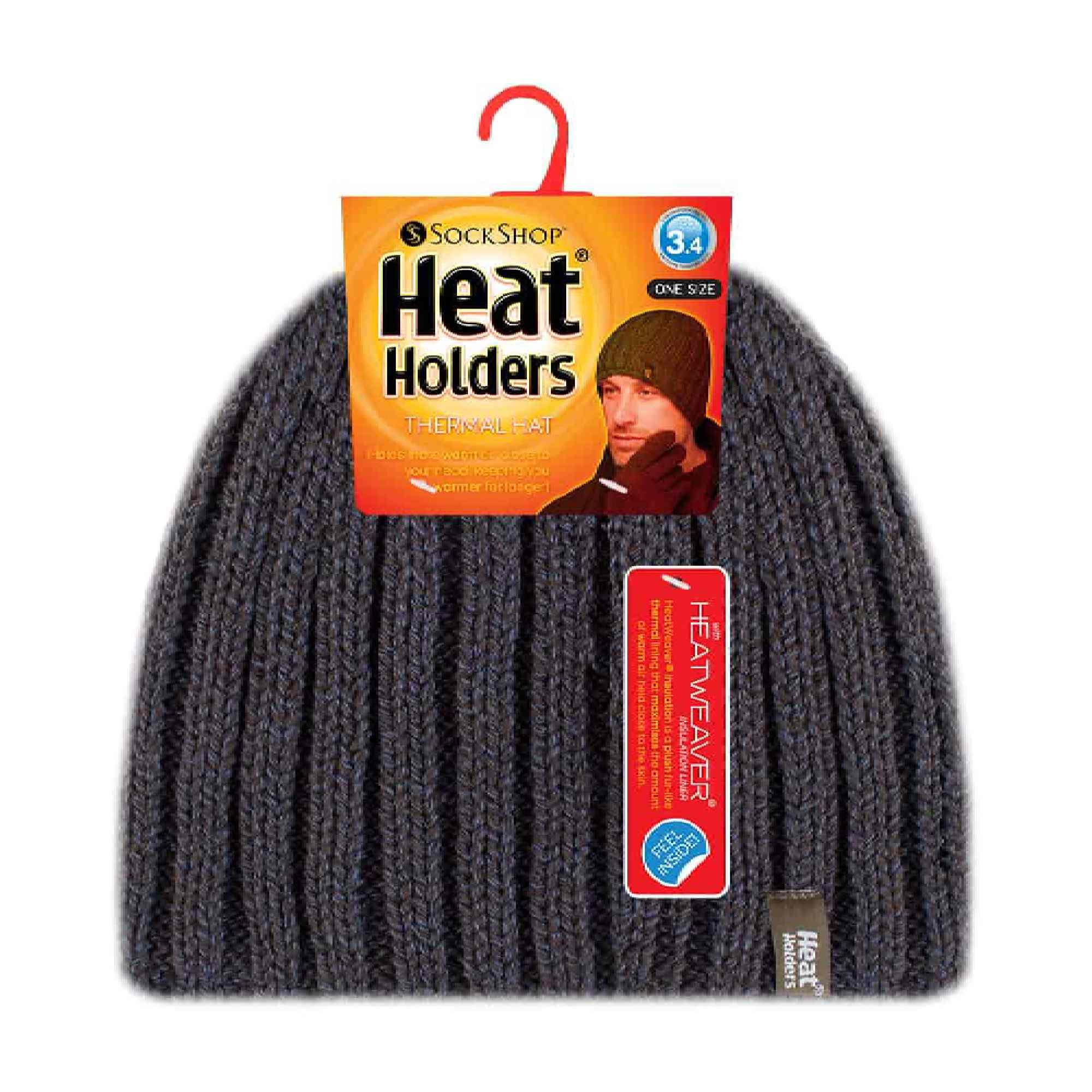 Mens 3.4 TOG Soft Fleece Lined Ribbed Knitted Thermal Winter Hat 2/5
