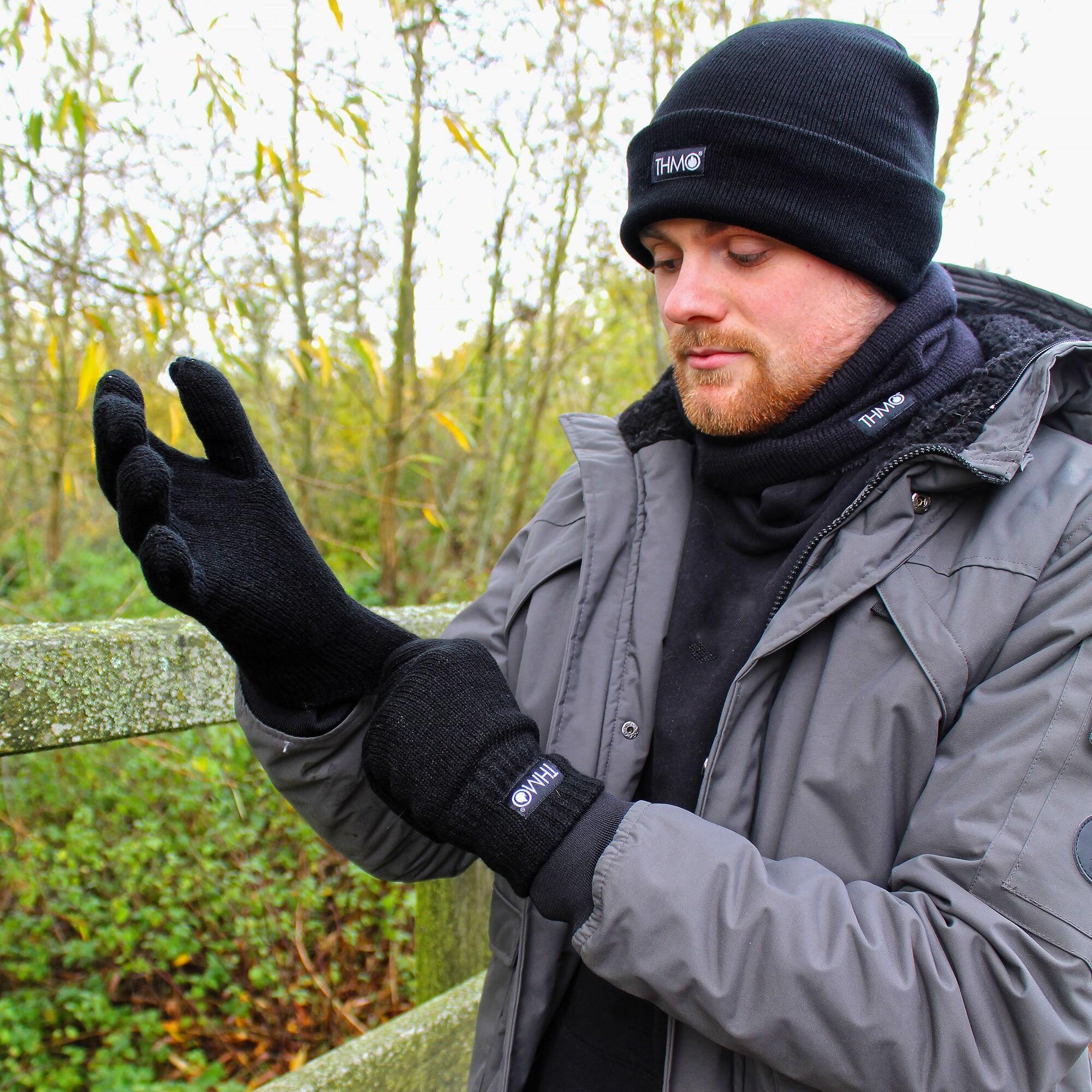 Mens Knitted Thermal 40g 3M Thinsulate Insulation Winter Gloves 3/7