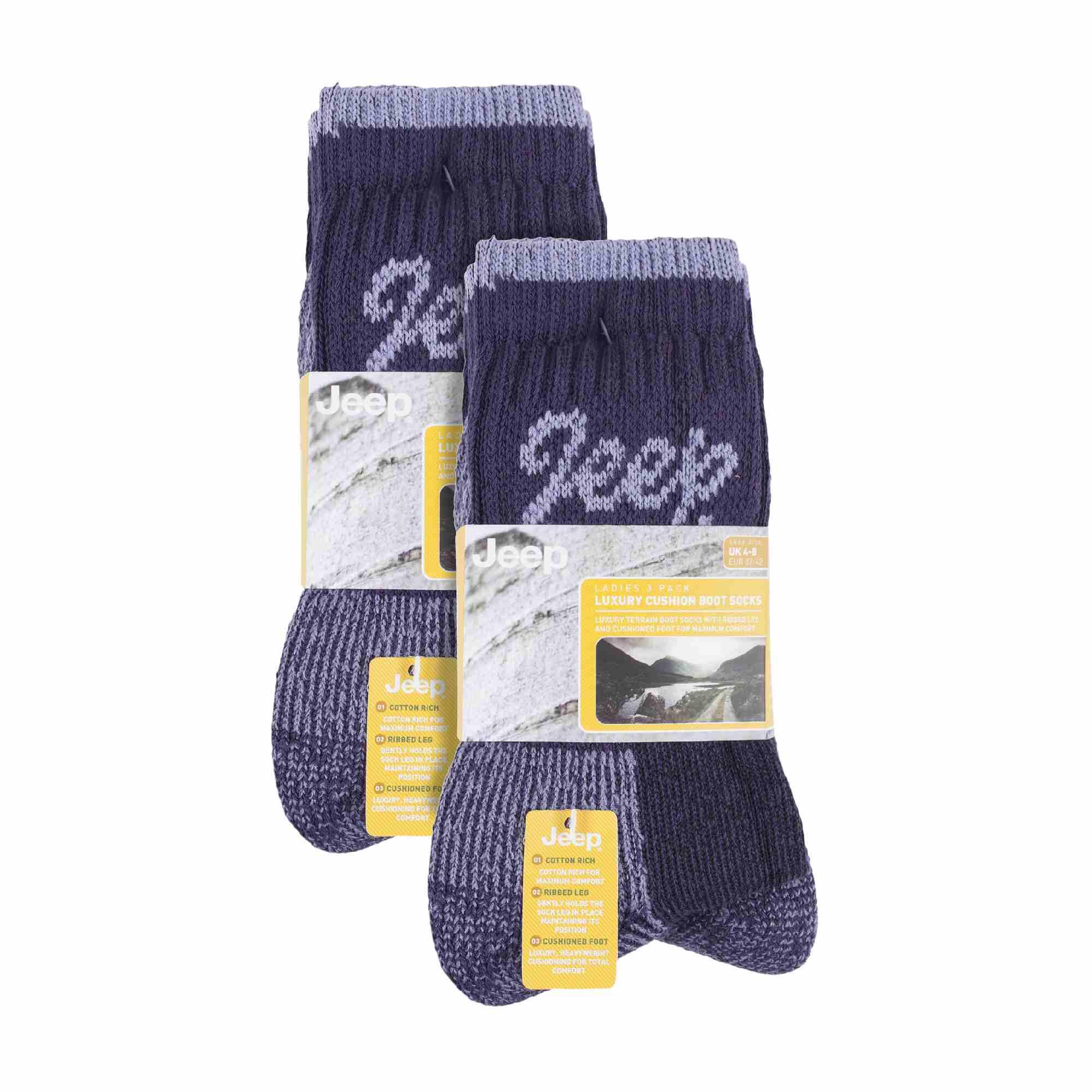 6er Pack Damen Wandersocken Atmungsaktiv | Jeep Terrain | Crew Socken Baumwolle 2/4