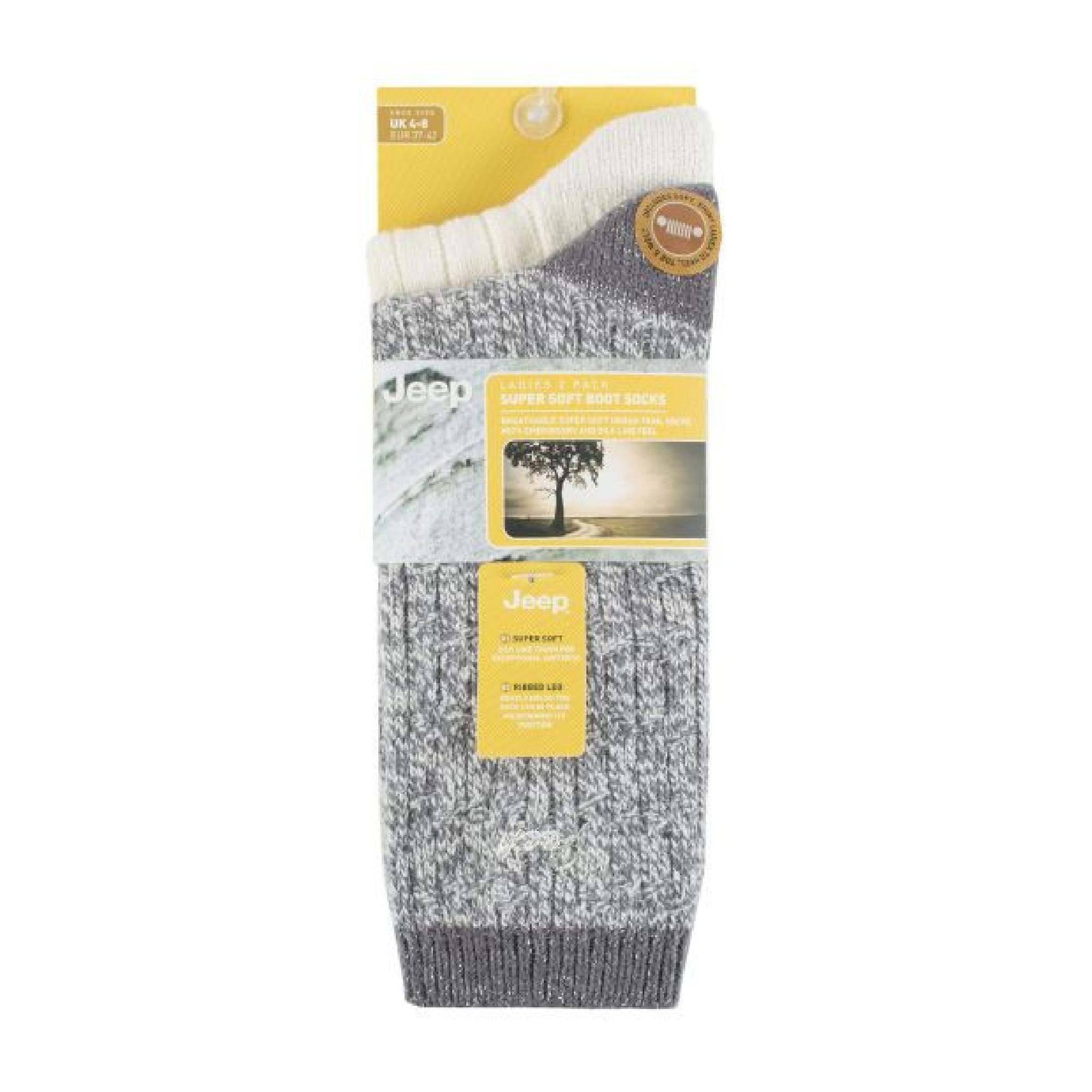 2 Pack Ladies Supersoft Warm Ribbed Thick Hiking Boot Socks 2/6