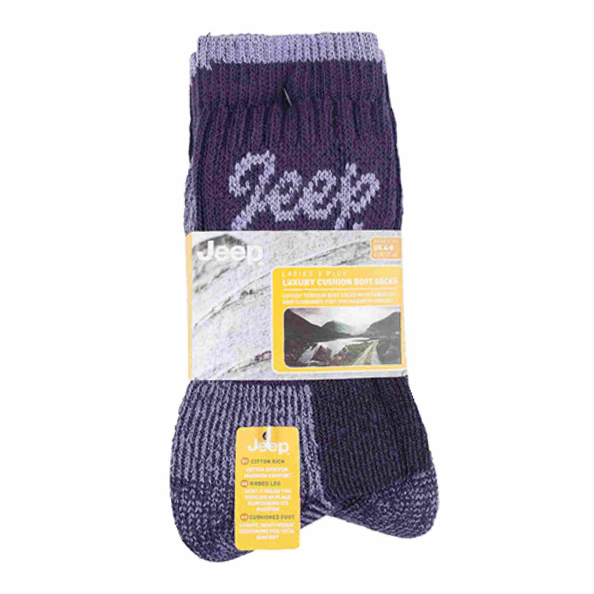 Jeep TERRAIN - 3er Pack Damen Gepolstert Atmungsaktive Baumwolle Wandersocken 2/4