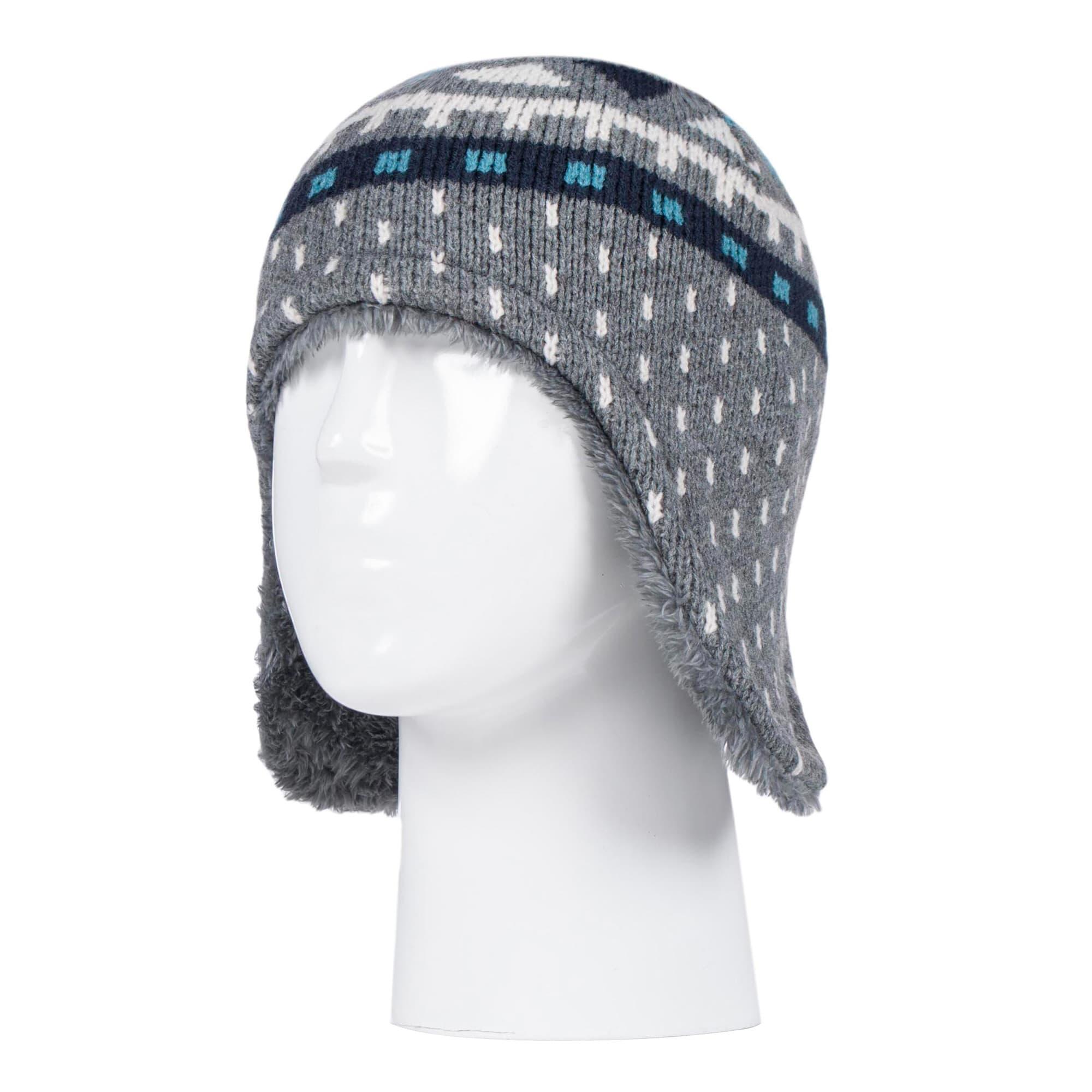 Heat Holders - Jungen Winter Muster Mütze Pompon mit Ohrenschutz und Fäustlinge 3/4
