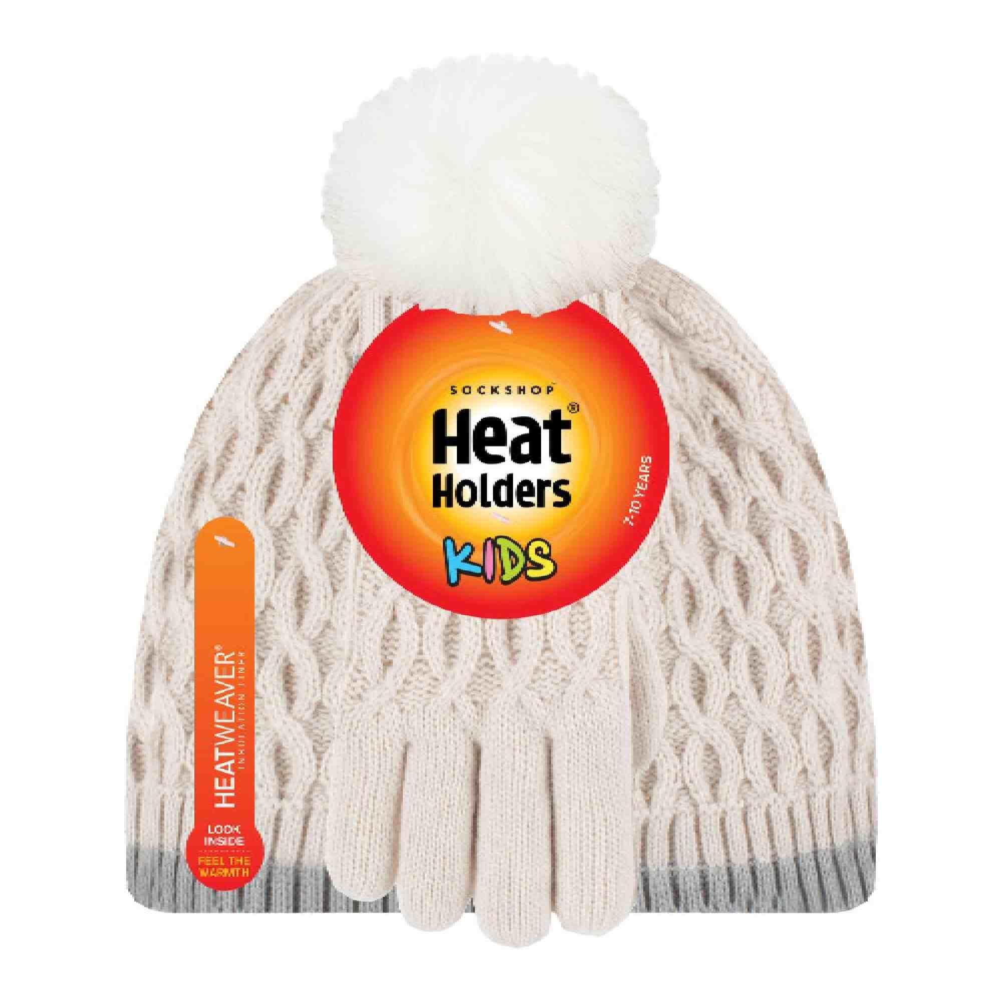 Heat Holders - Mädchen Kinder Strickmütze mit Bommel und Strickhandschuhe Set 2/4