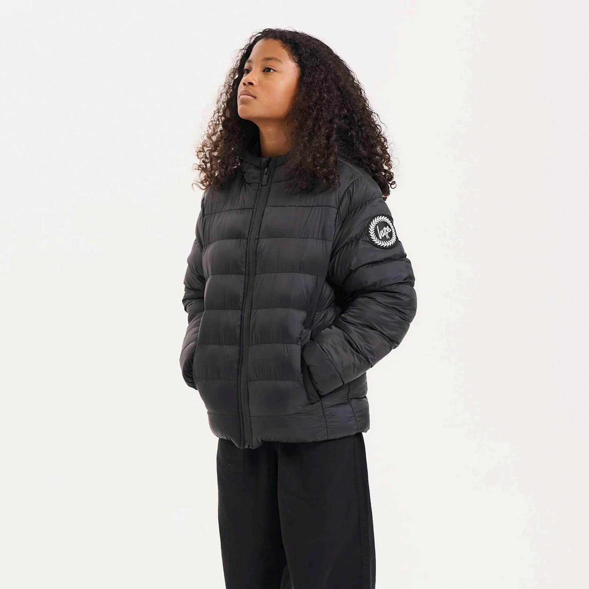 HYPE - Doudoune enfant noire capuche chaude matelassée coat 4/5