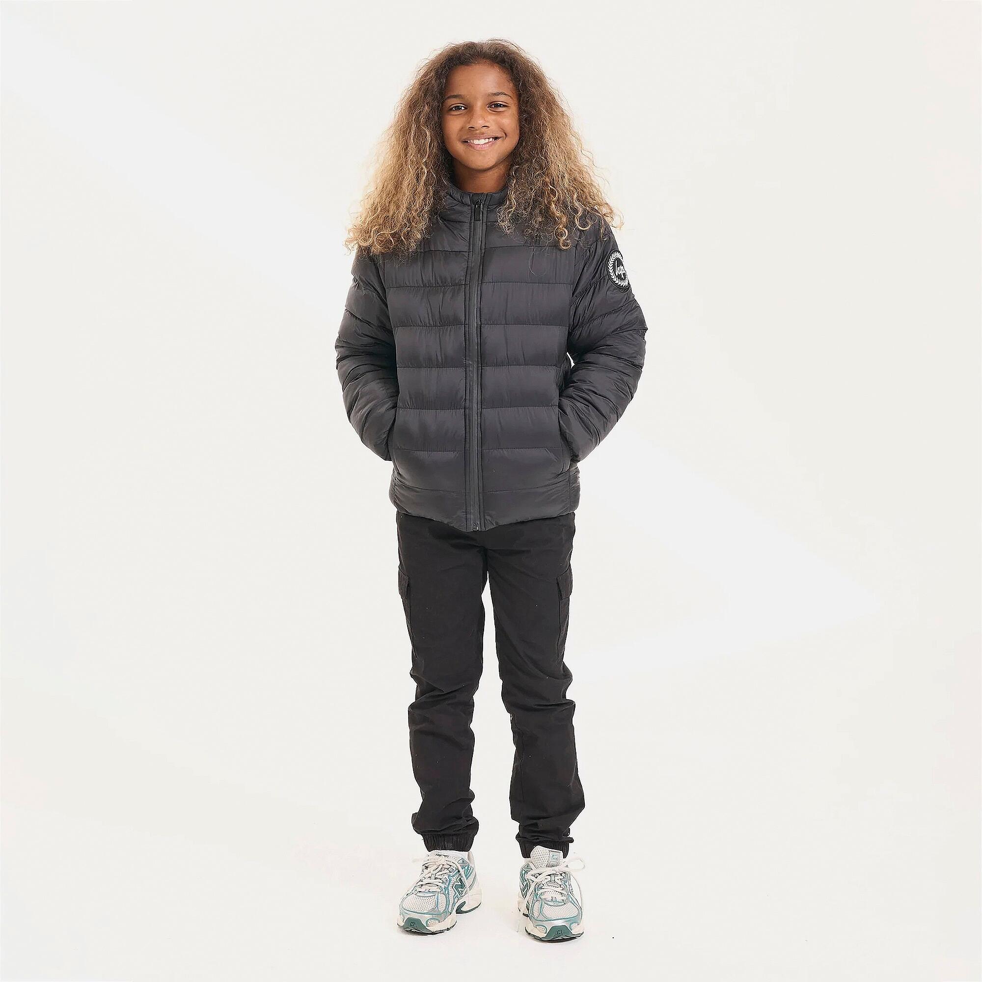 HYPE - Doudoune enfant noire capuche chaude matelassée coat 3/5