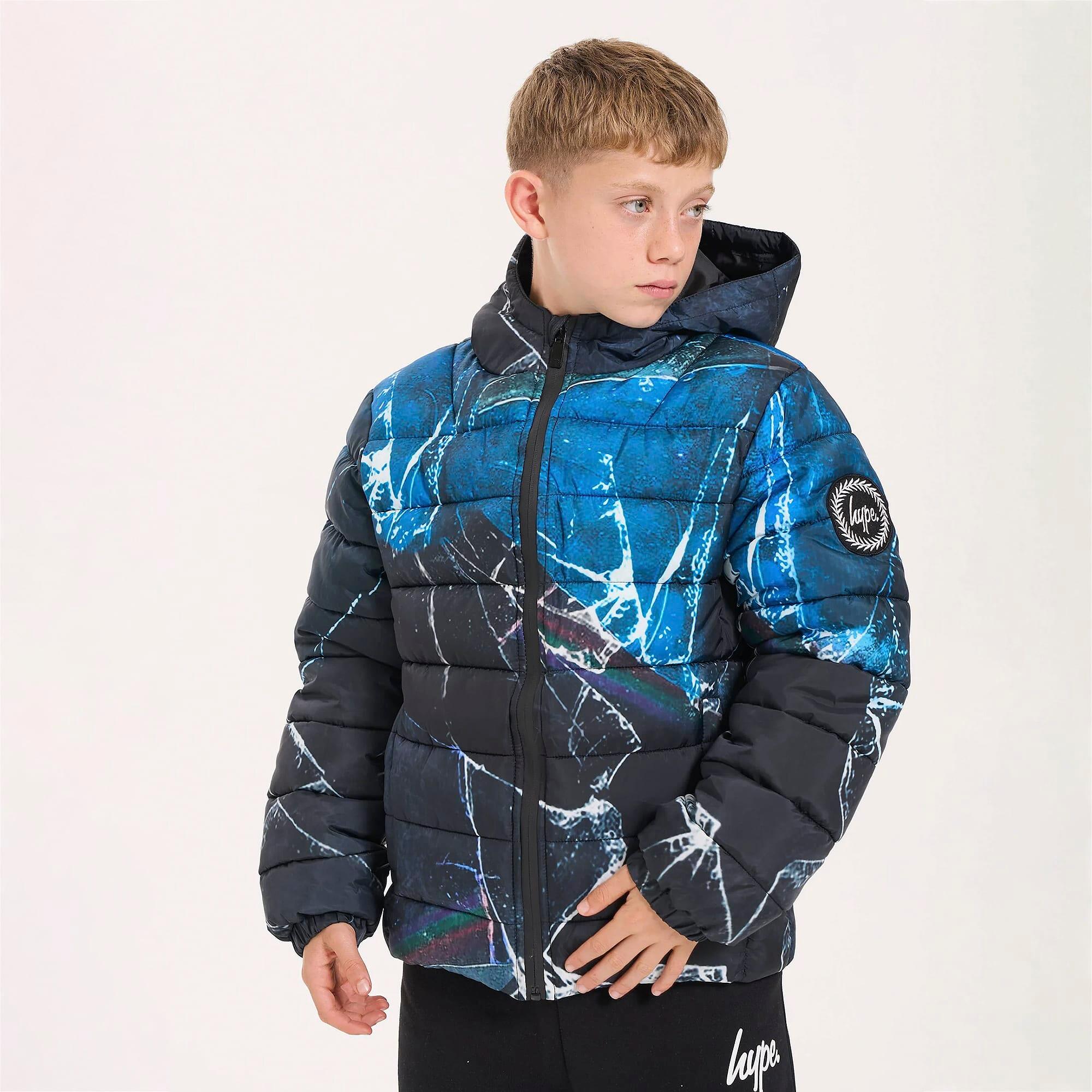 HYPE - Jungen Steppjacke Schwarz Blau Kapuze Warm Winterjacke 3/5