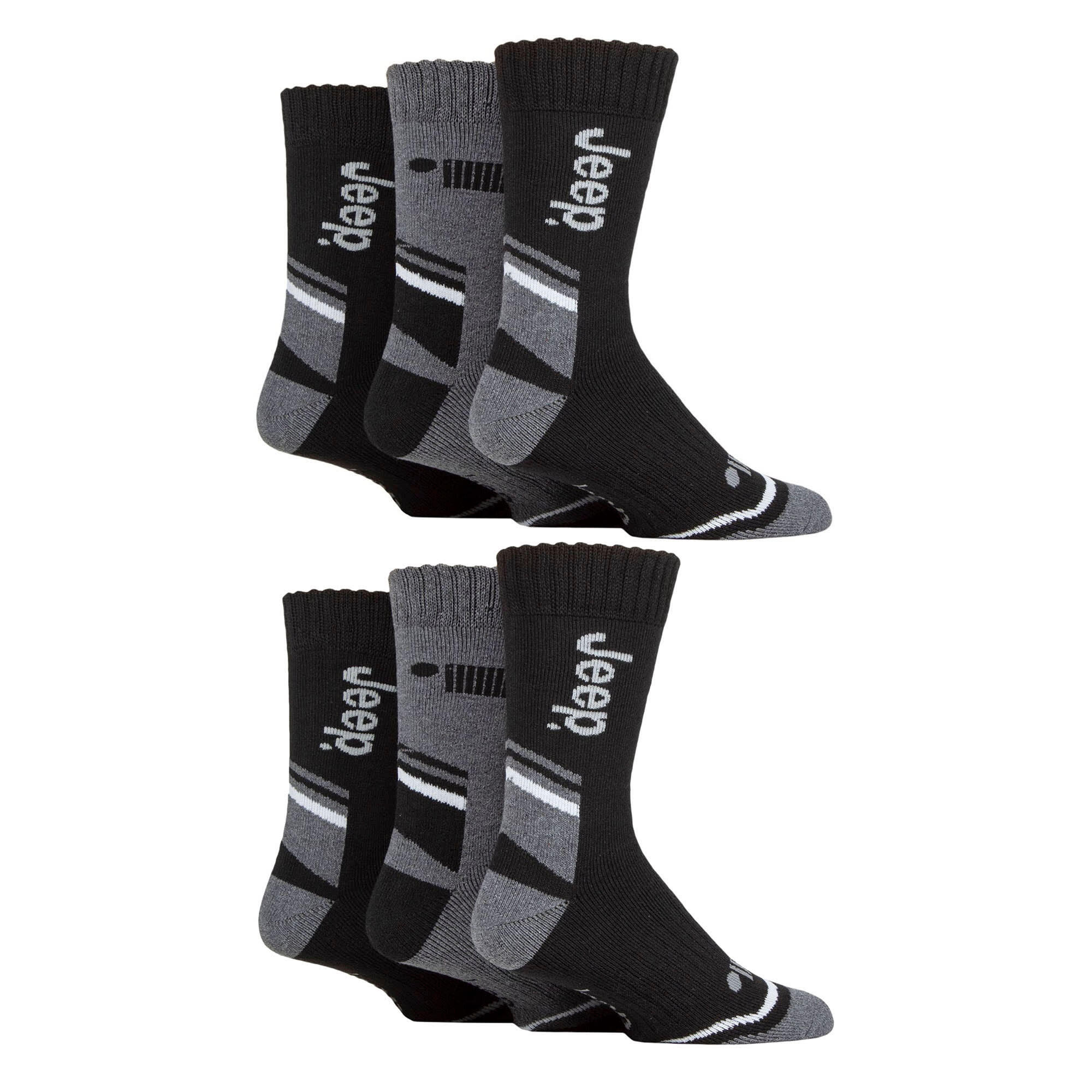 Mens 6 Pack Walking Boot Socks | Polyester Outdoor Socks for Hiking 3/4
