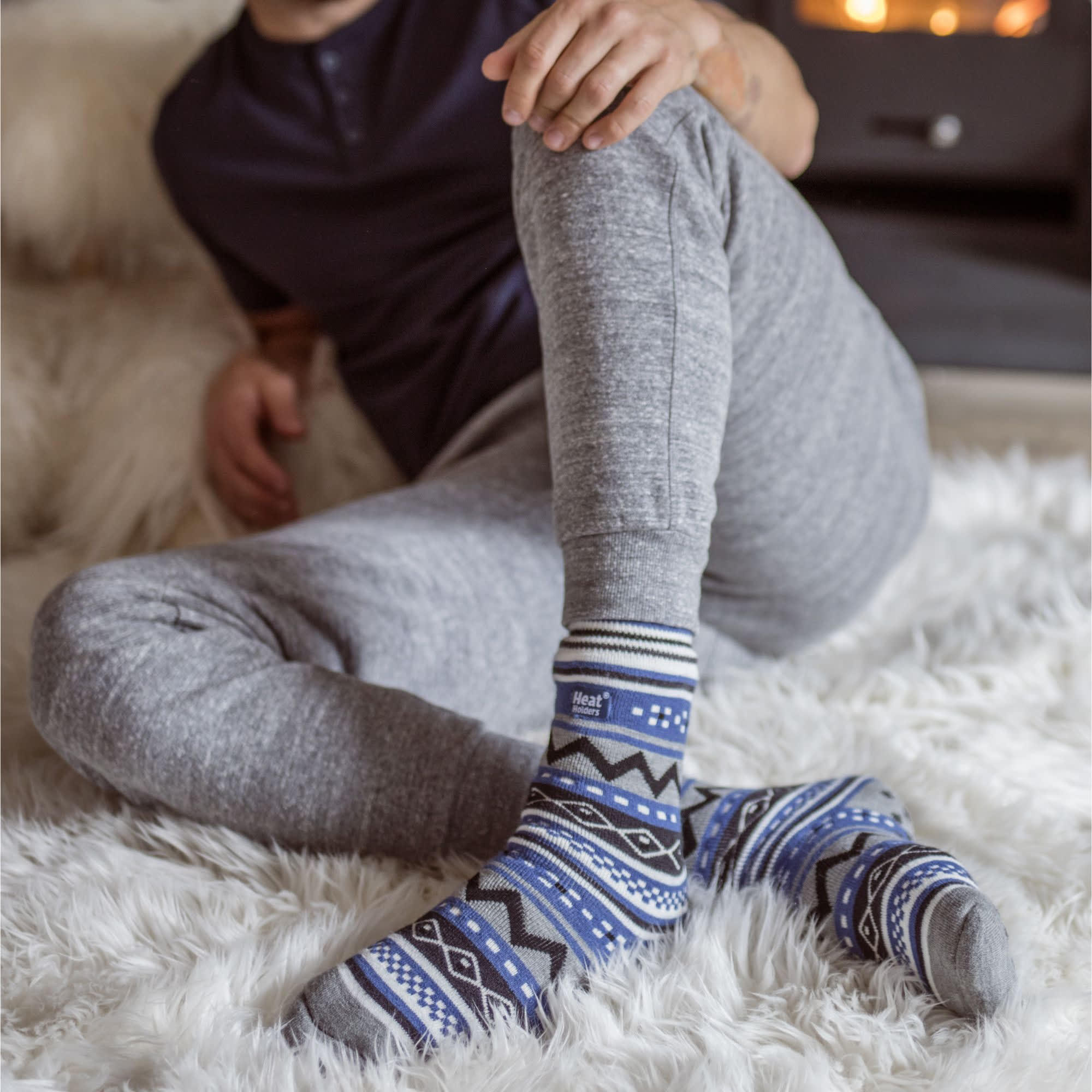 Heat Holders Herren Winter Stopper Kuschelsocken Antirutsch mit Abs Sohle 5/6