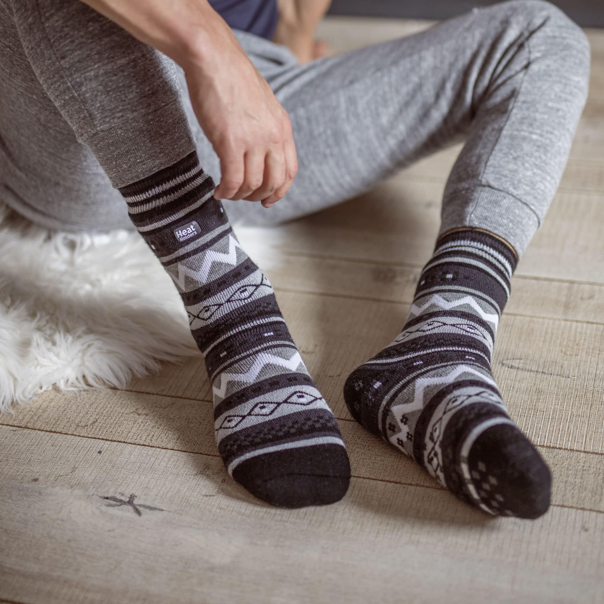Heat Holders Herren Winter Stopper Kuschelsocken Antirutsch mit Abs Sohle 3/6