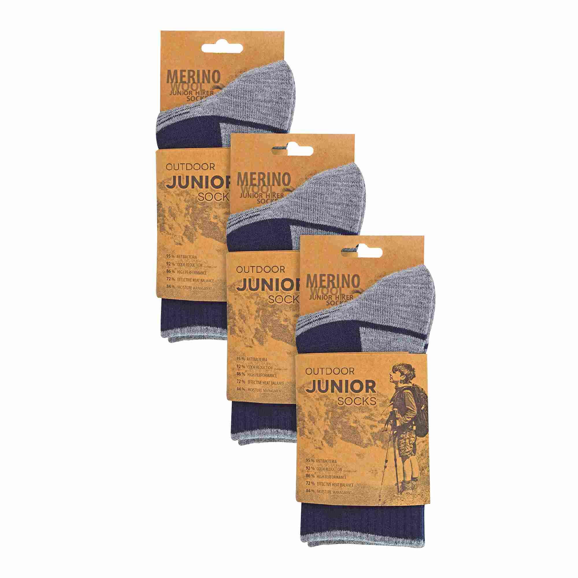Comodo - 3er Pack Kinder Wandersocken Merinowolle | Laufensocken für Jungen 2/6