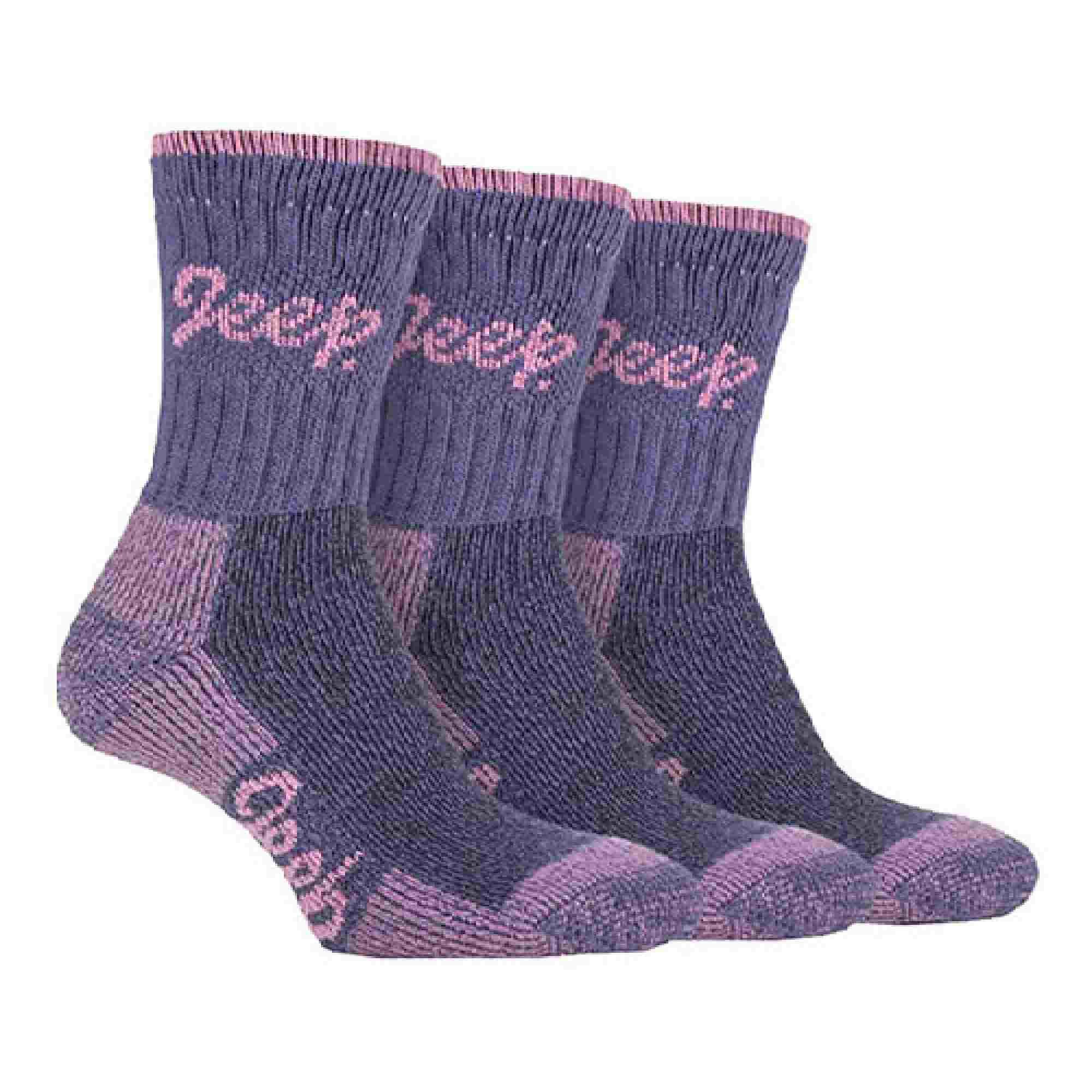 Jeep TERRAIN - 3er Pack Damen Gepolstert Atmungsaktive Baumwolle Wandersocken 2/4