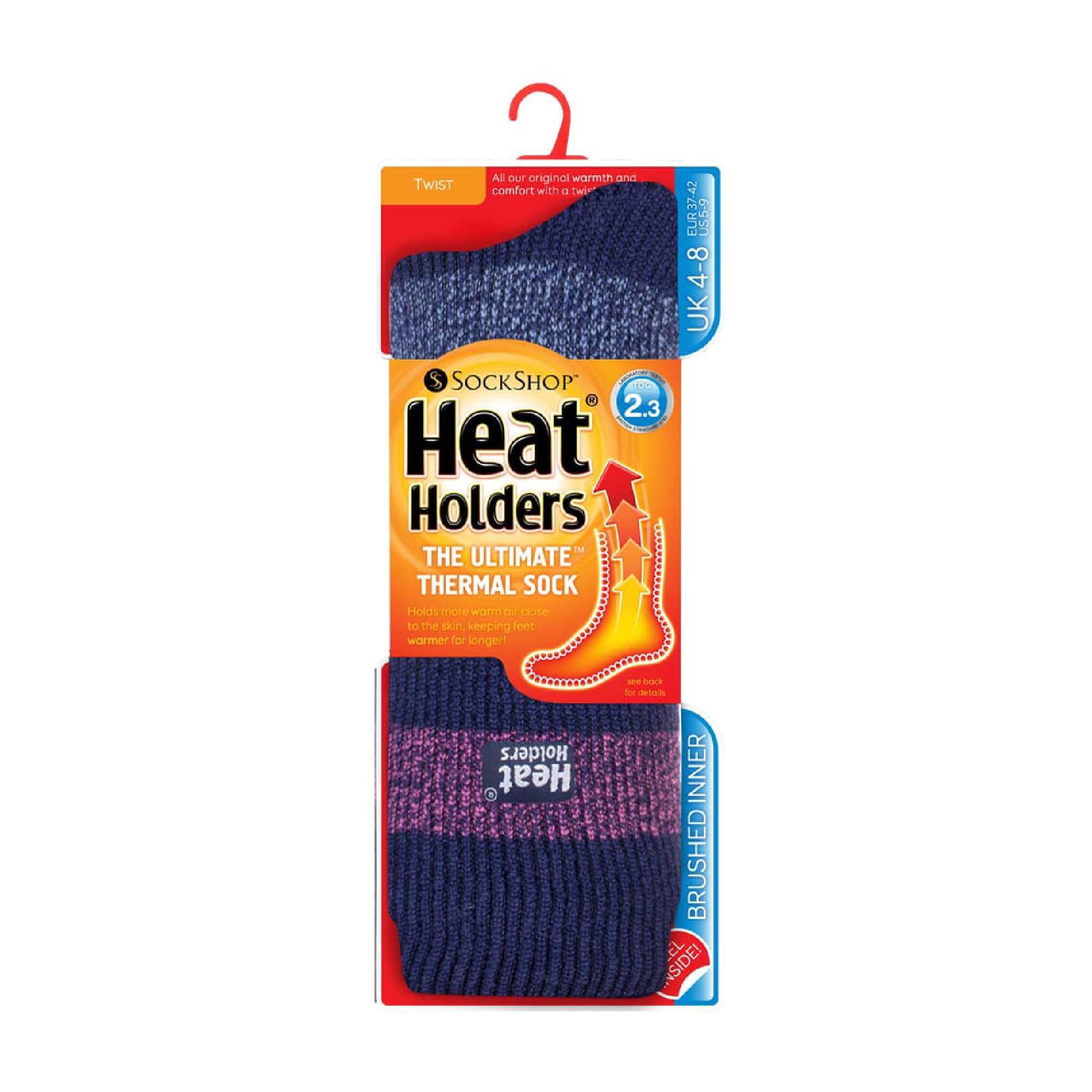 Ladies Twist Patterned Thick Winter Thermal Socks 2/6