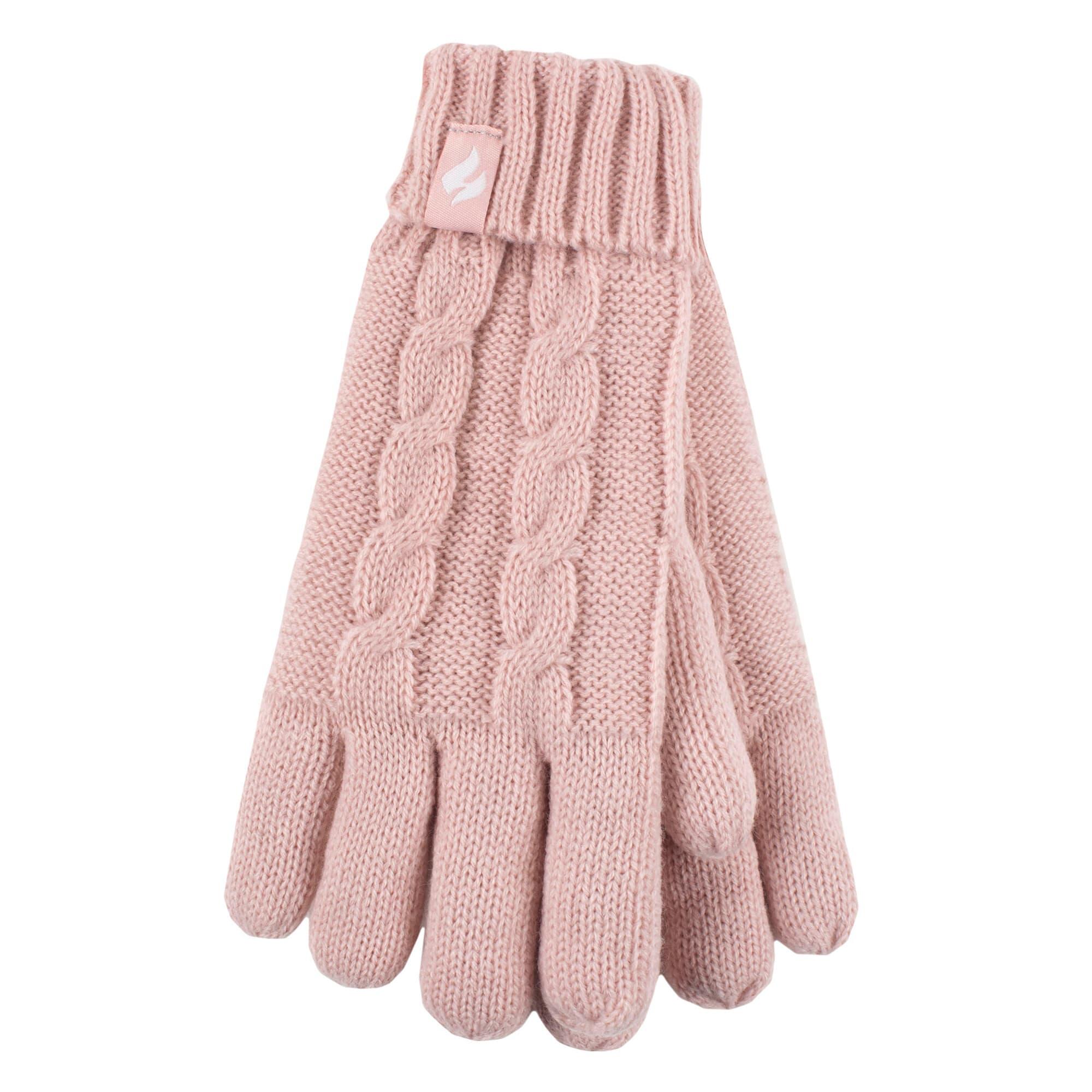 Girls Cable Knit Bobble Pom Pom Thermal Hat & Gloves Set 4/4