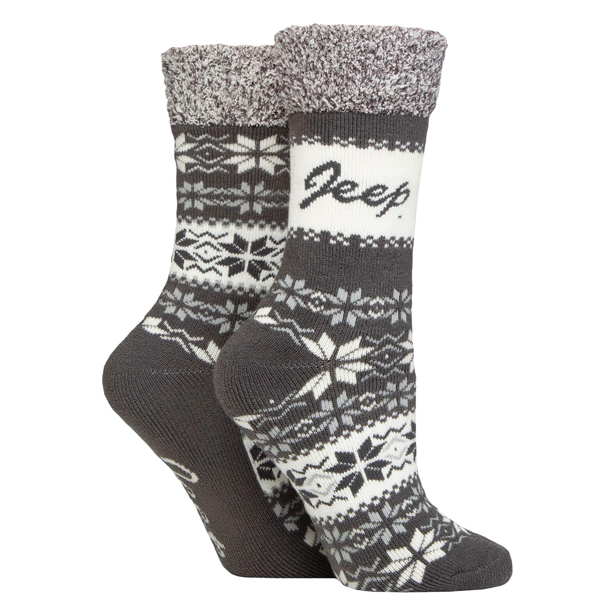 Jeep - 2 Paar Damen socken Fair Isle Muster Warme Wintersocken 3/5