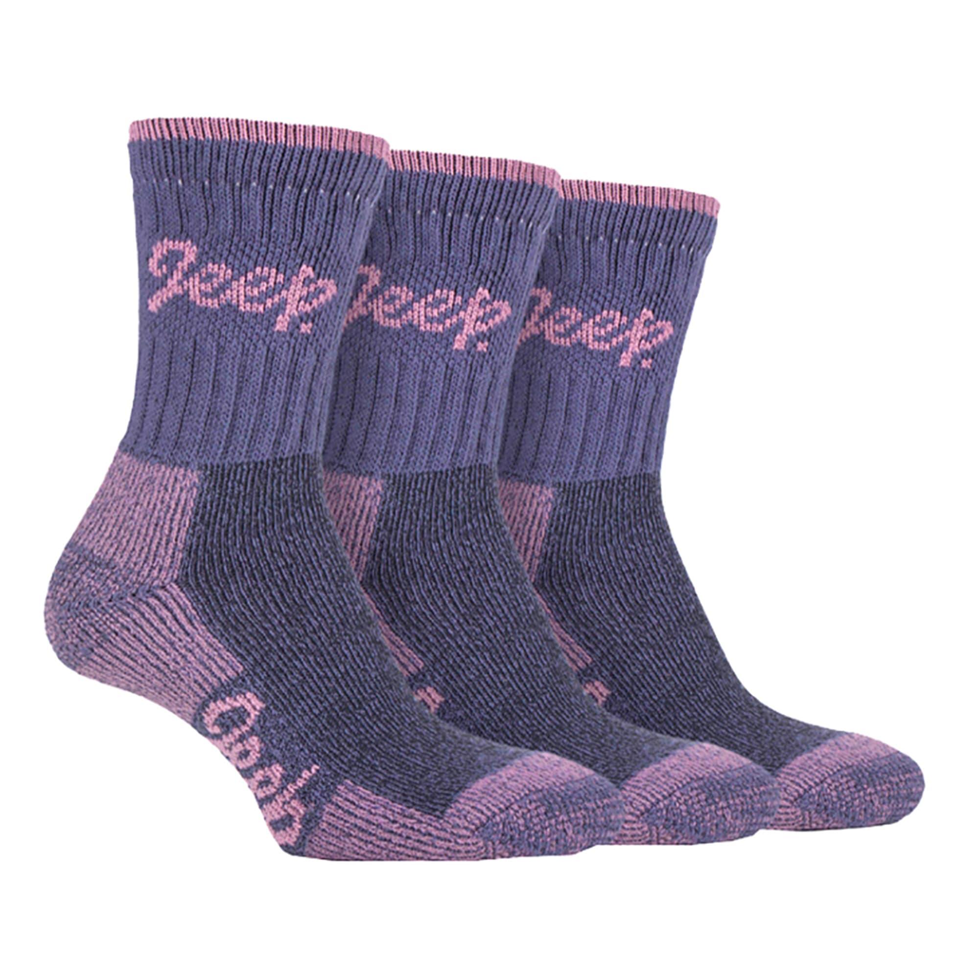 6er Pack Damen Wandersocken Atmungsaktiv | Jeep Terrain | Crew Socken Baumwolle 3/4