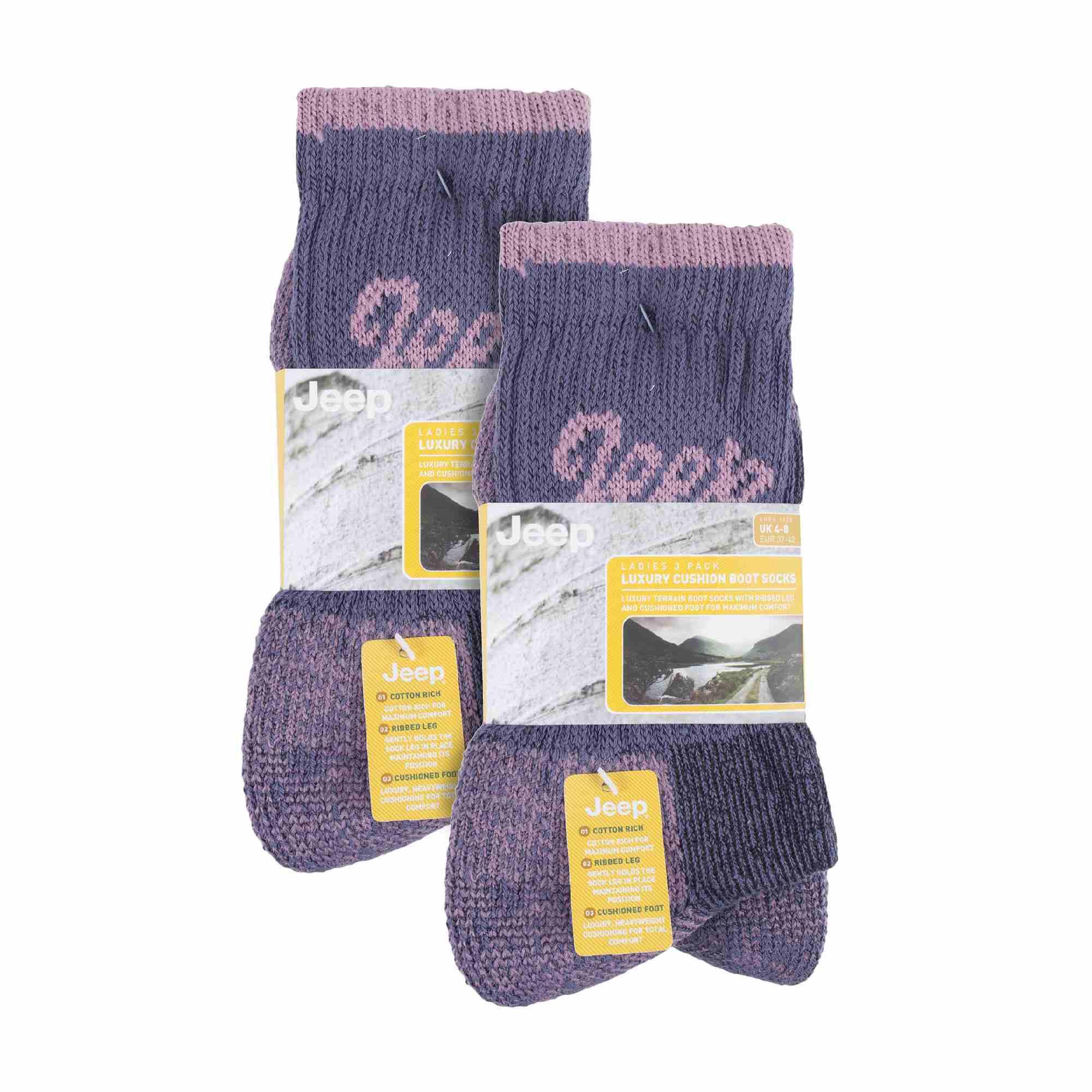 6er Pack Damen Wandersocken Atmungsaktiv | Jeep Terrain | Crew Socken Baumwolle 2/4