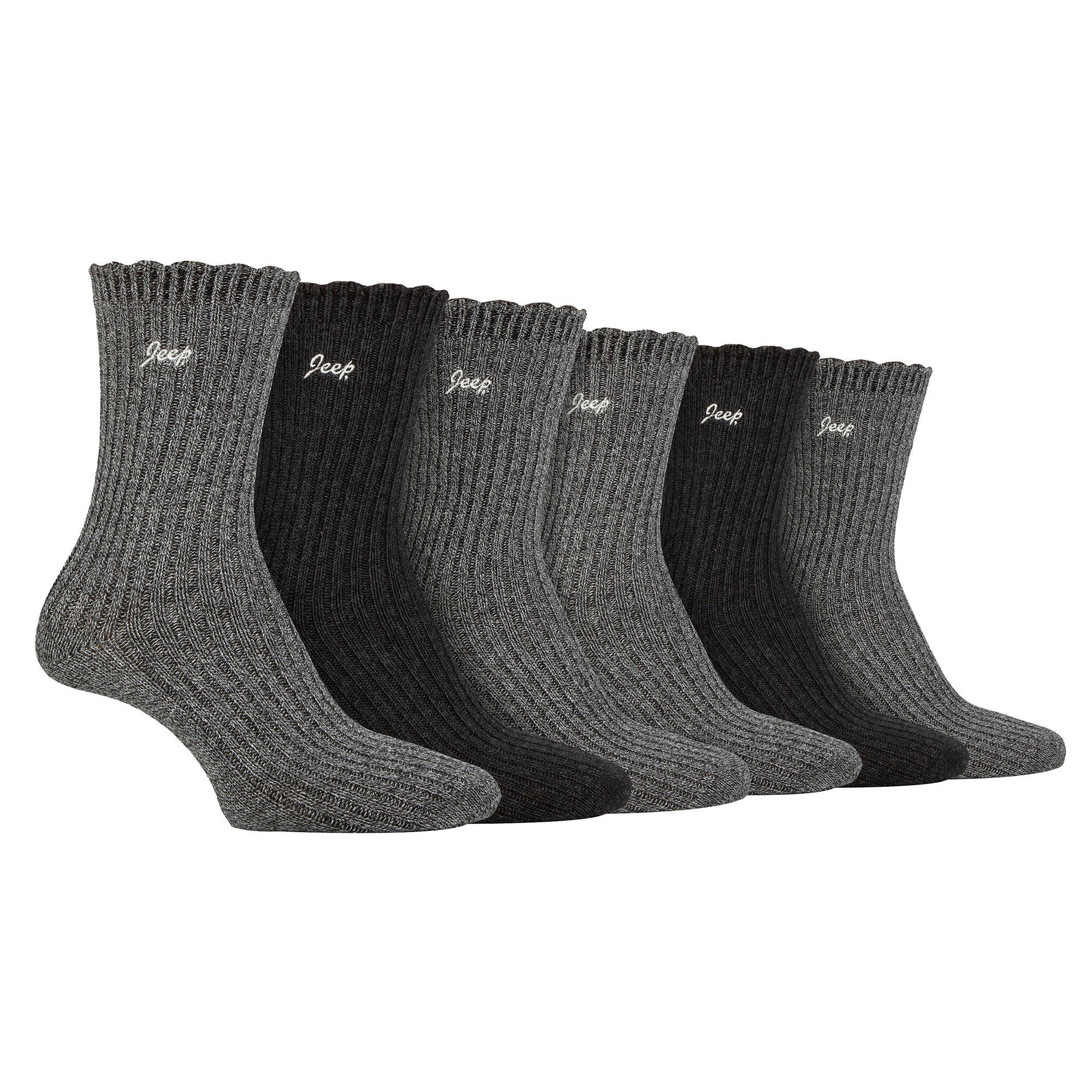 Ladies 6 Pack Bamboo Boot Socks | Cute Scalloped Top Socks 3/4