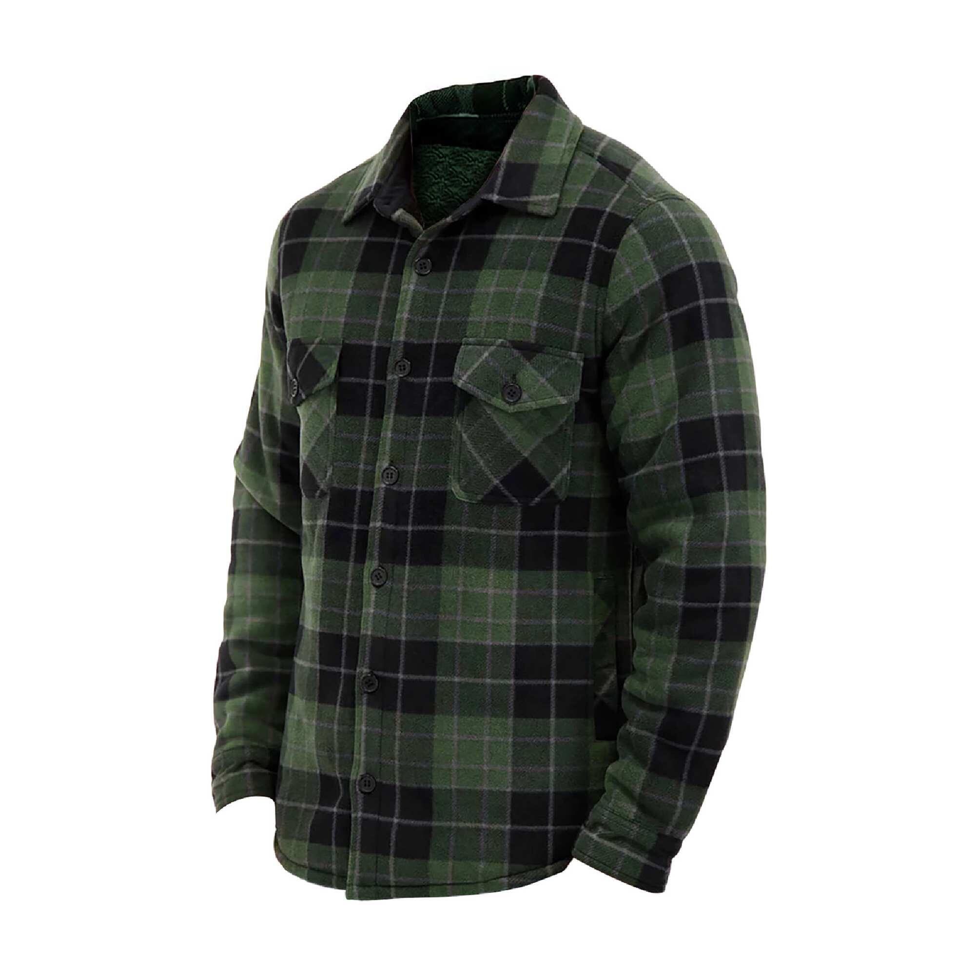 Mens Quilted Plaid Pattern Thermal Long Sleeve Winter Jacket 2/6
