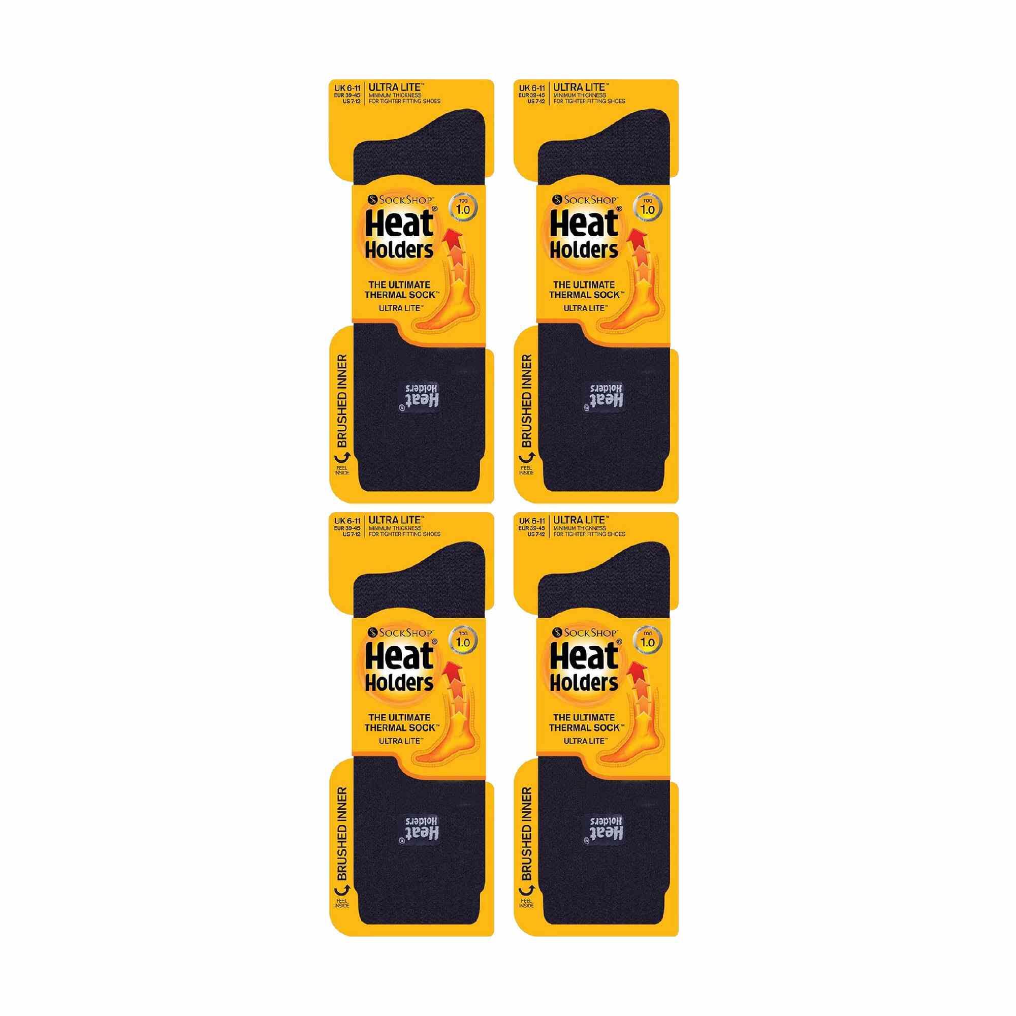 4 Pair Mens Ultra Lite Extra Thin 1.0 TOG Casual Thermal Socks 2/6