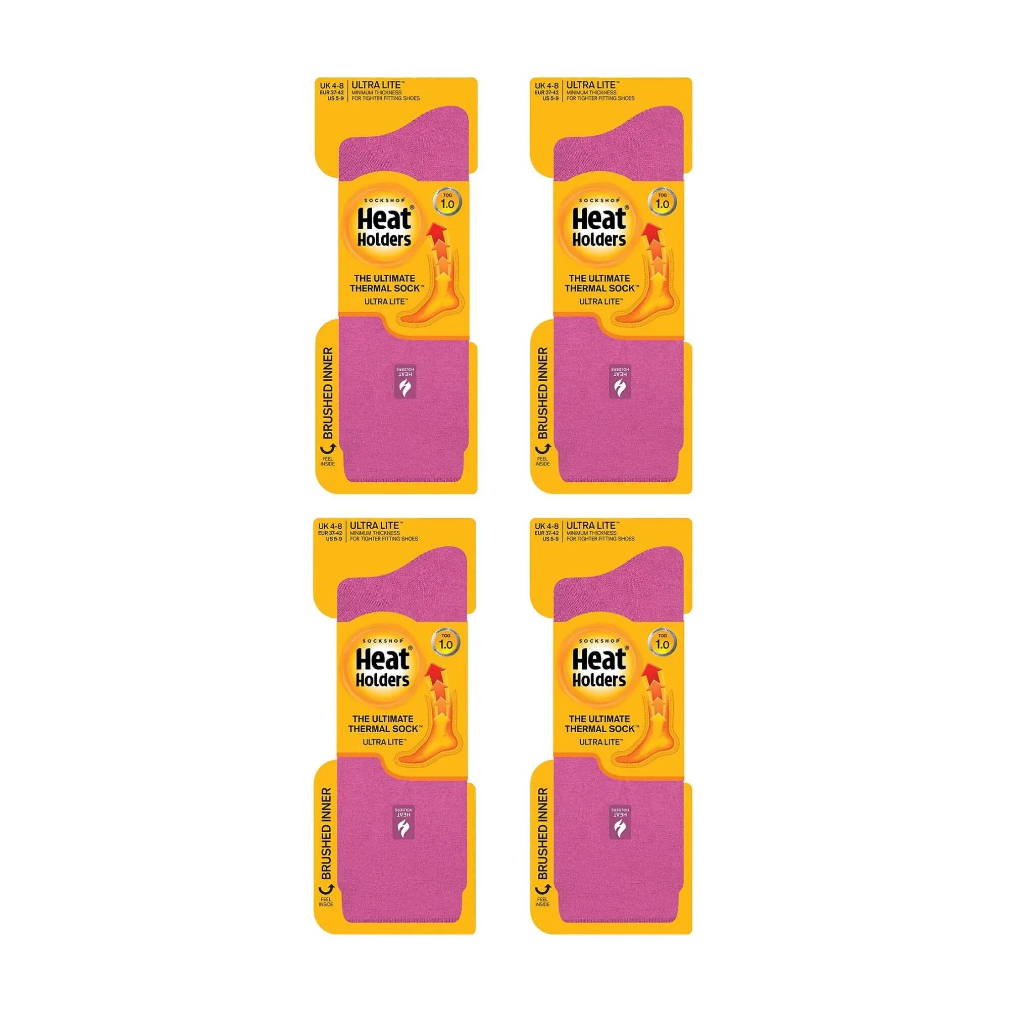 4 Pairs Ladies Ultra Lite Extra Thin 1.0 TOG Casual Thermal Socks 2/6