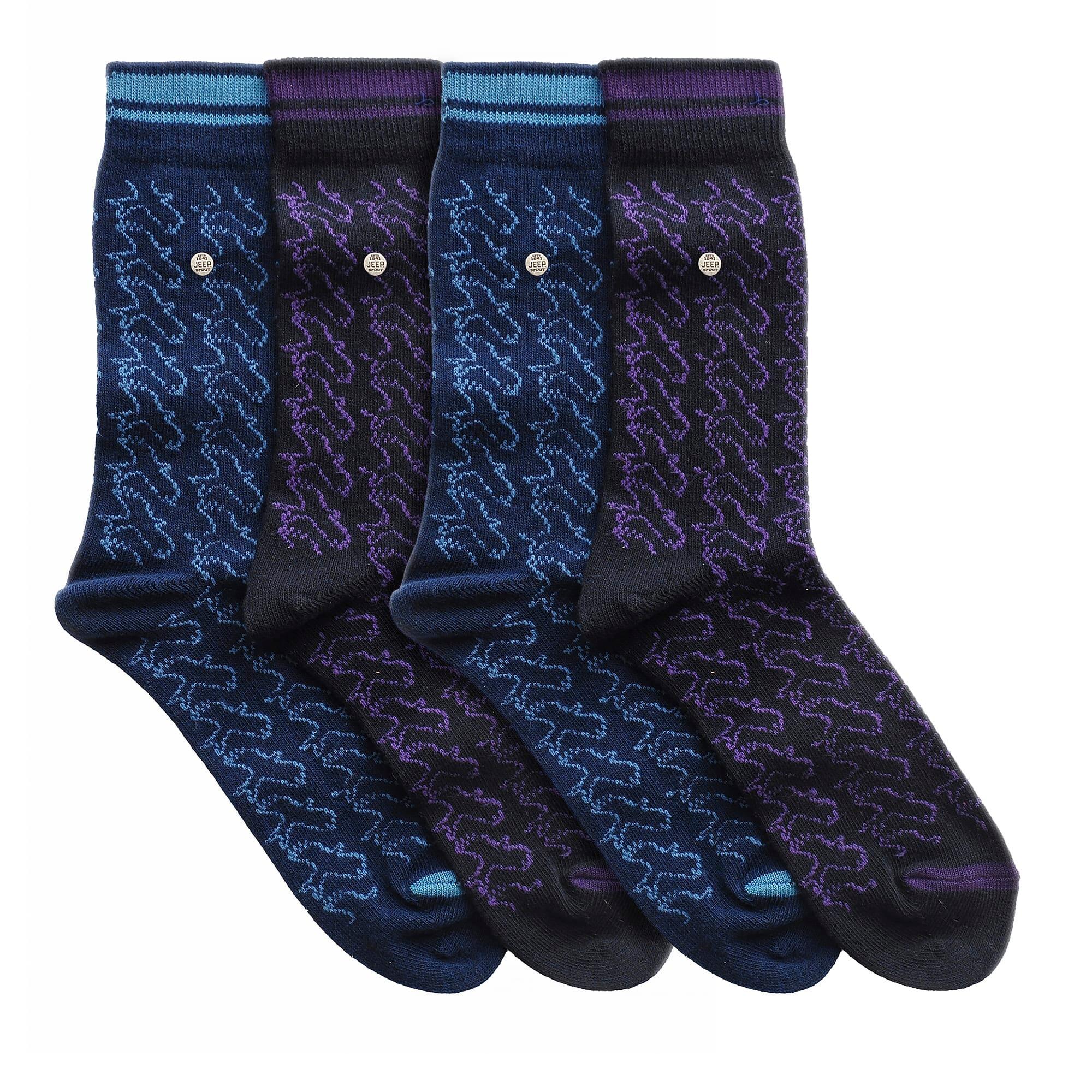 Lot de 4 chaussettes habillées en coton pour hommes | Chaussettes carrées 3/4