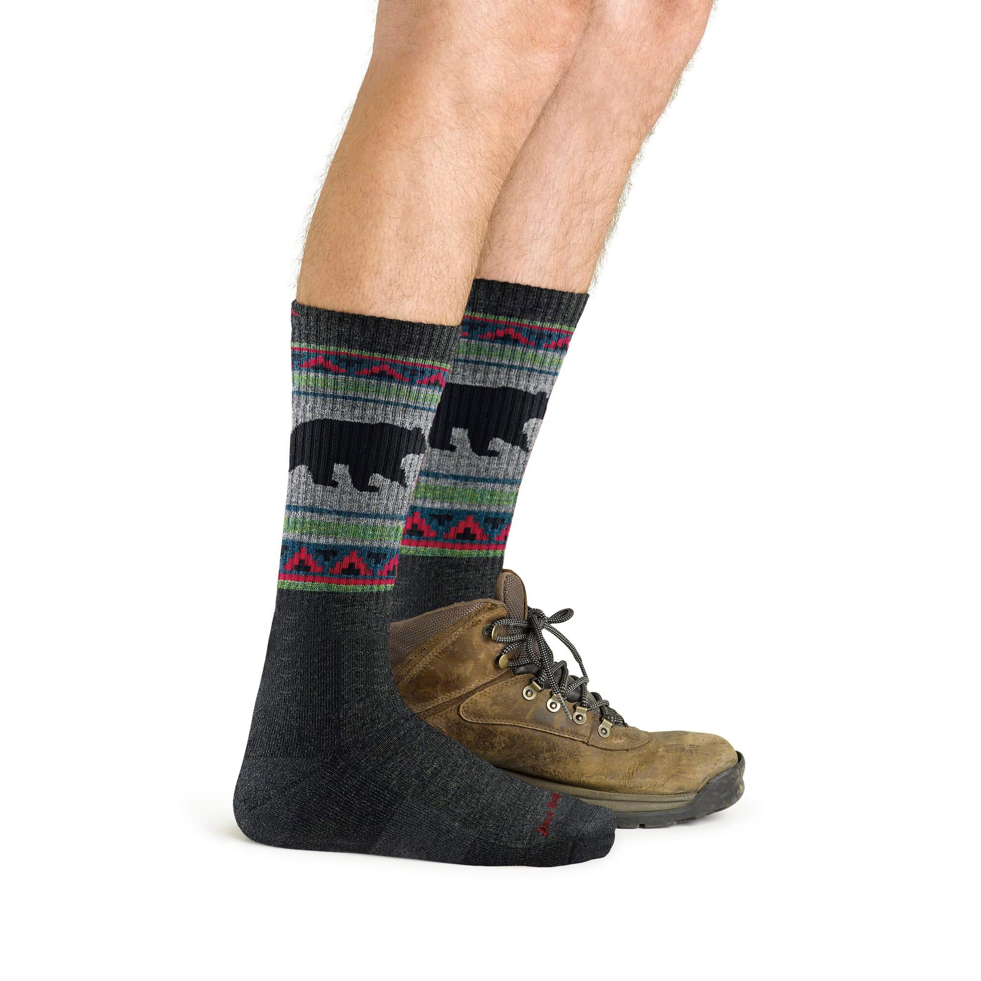 Mens Merino Wool Boot Midweight Seamless Patterned Hiking Socks 2/6