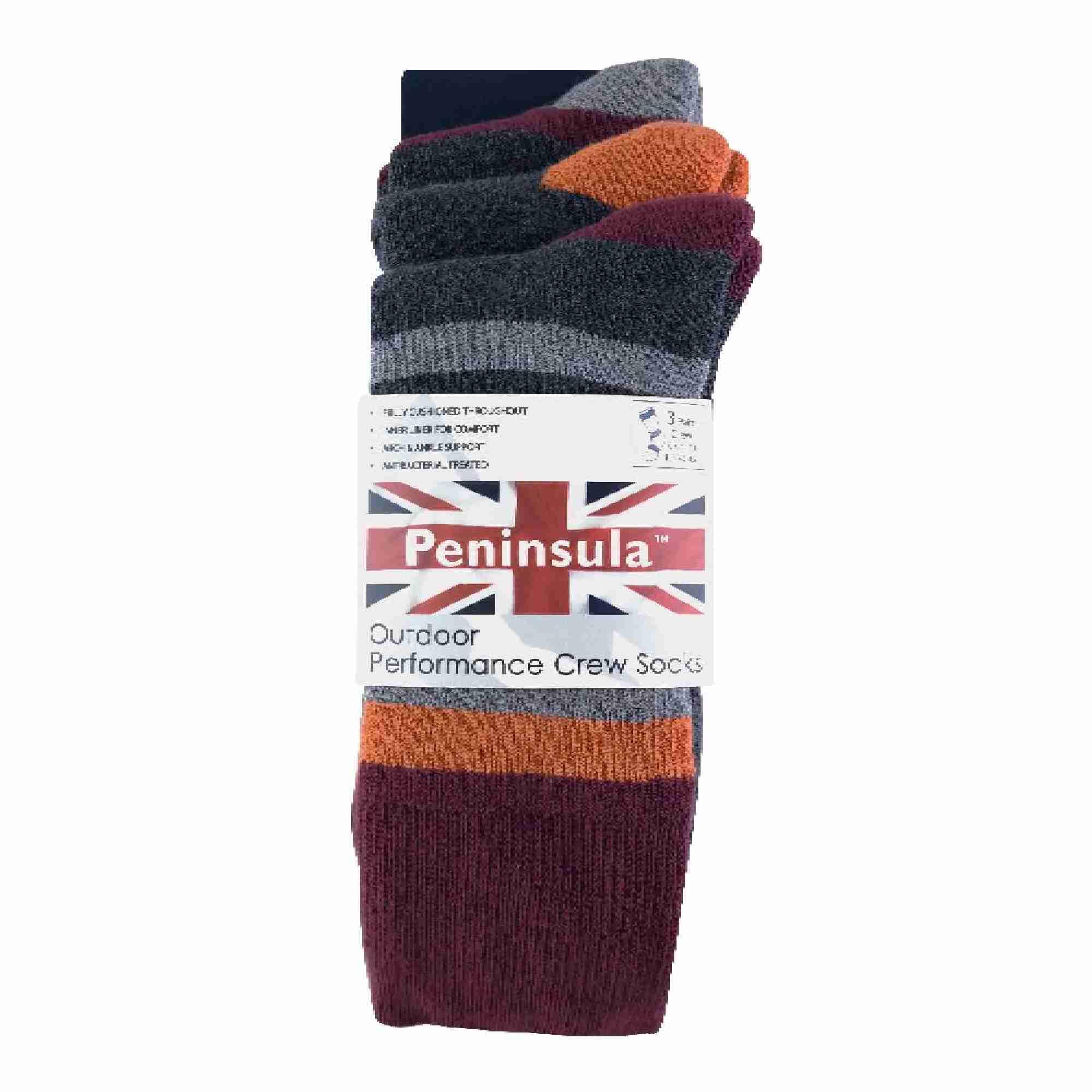 3 Pack Mens Cushioned Anti Blister Dual Layer Hiking Socks 2/6