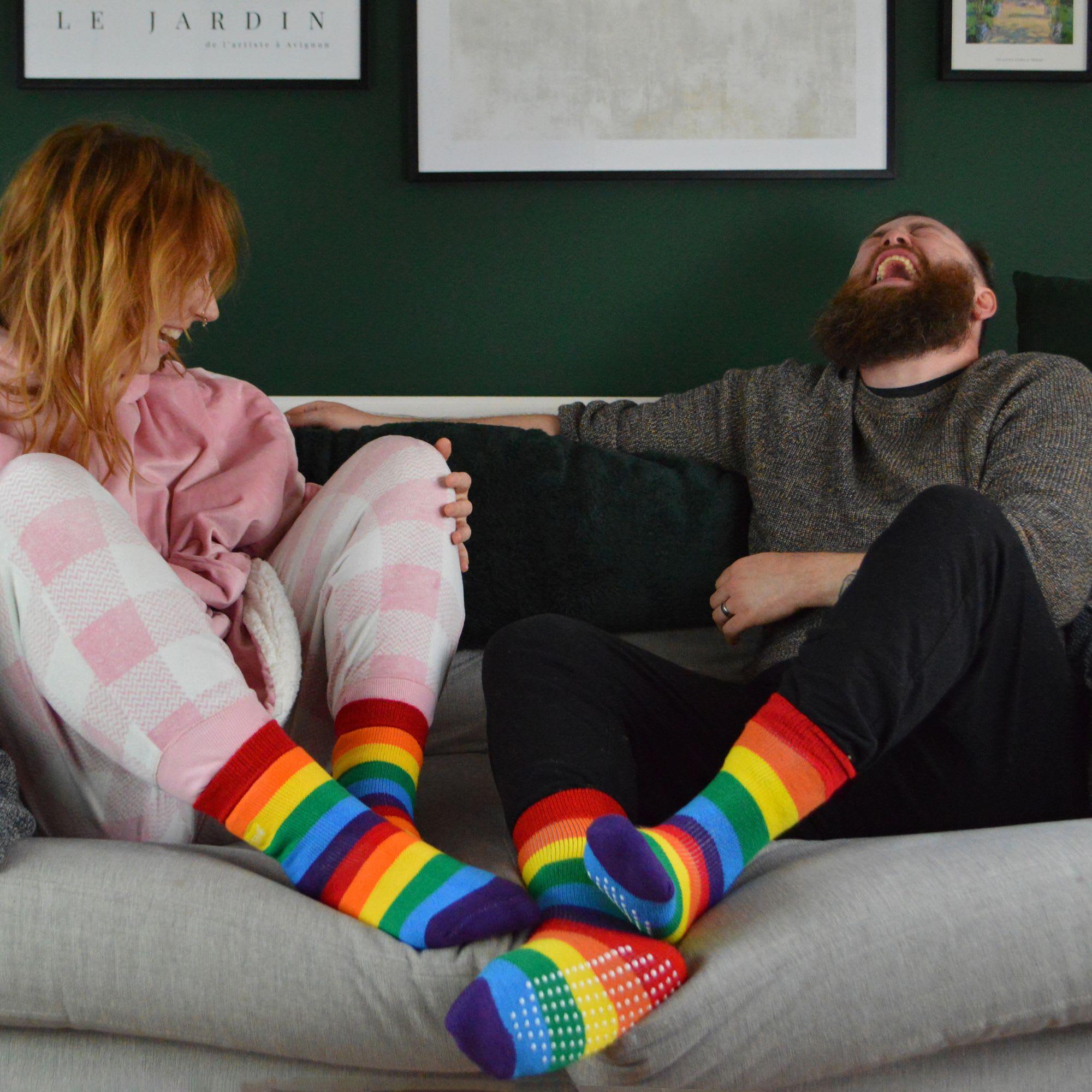 1 Pack Rainbow Striped Thermal Socks for Winter 5/6