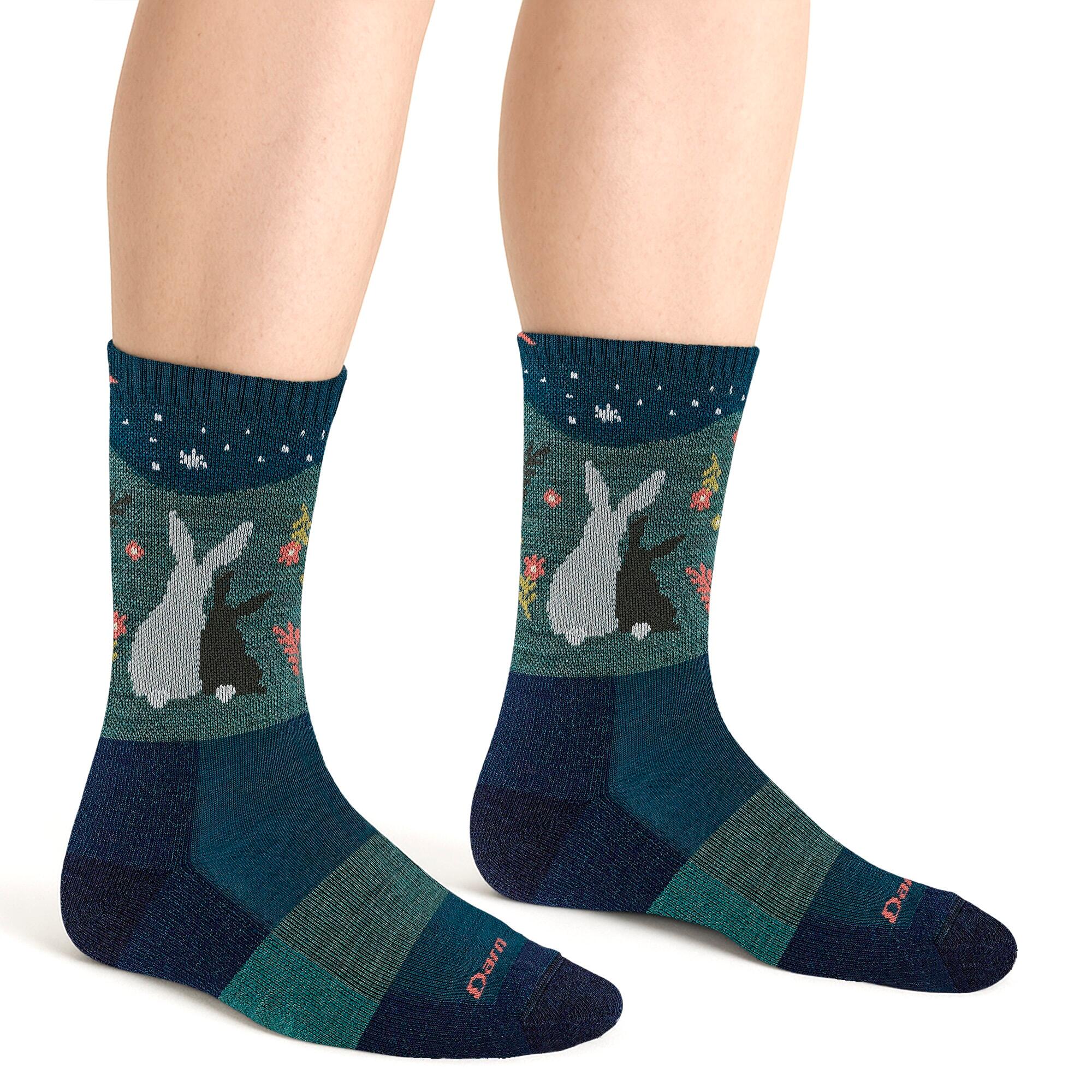 Ladies Merino Wool Animal Patterned Hiking Boot Socks 2/7