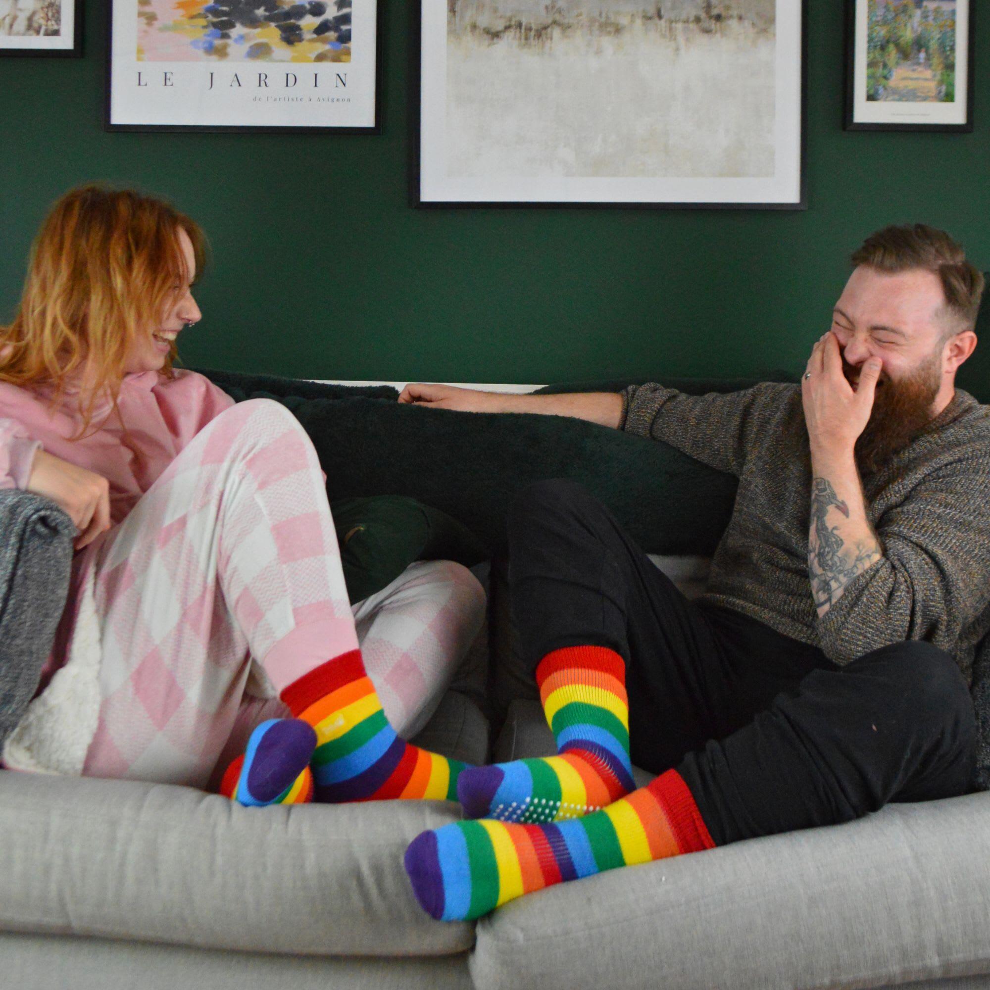 1 Pack Rainbow Striped Thermal Socks for Winter 4/6