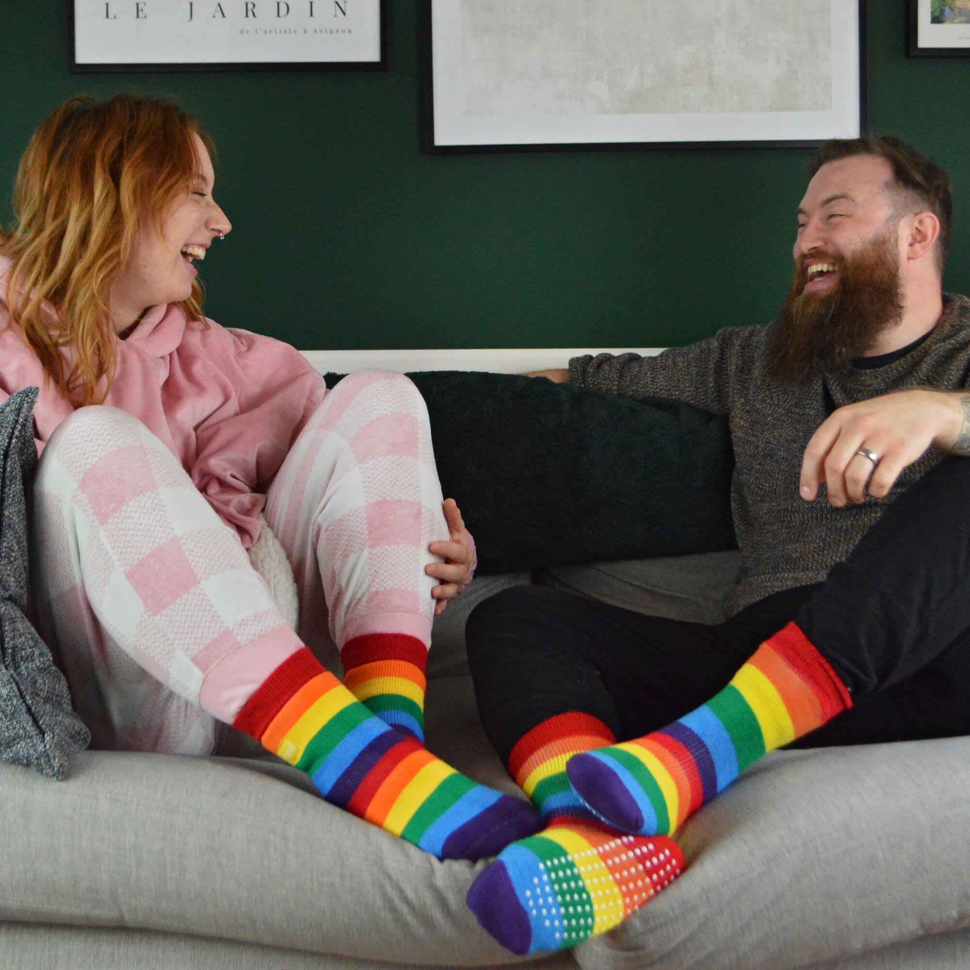 1 Pack Rainbow Striped Thermal Socks for Winter 3/6