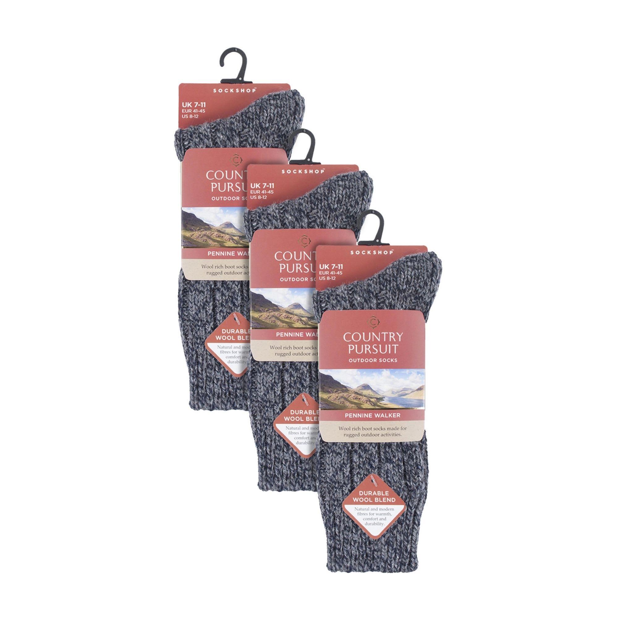 3 Pack Mens Wool Boot Socks | Thick Pennine Walker Socks | Outdoor Hiking Socks 2/5