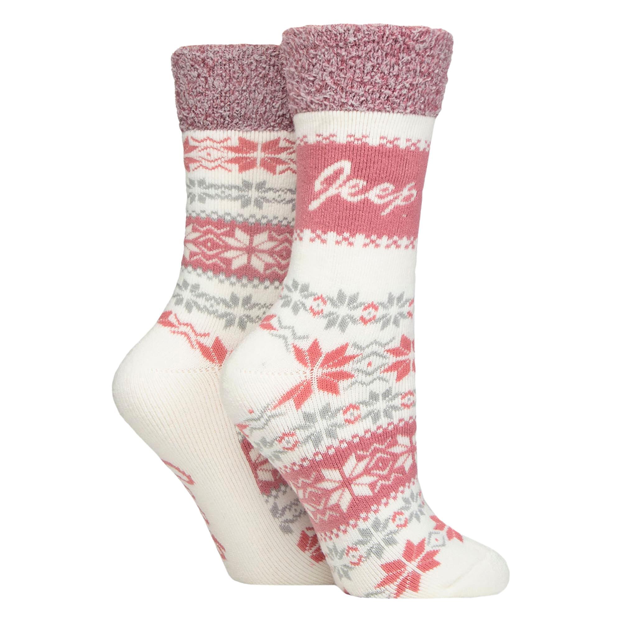 Jeep - 2 Paar Damen socken Fair Isle Muster Warme Wintersocken 3/5