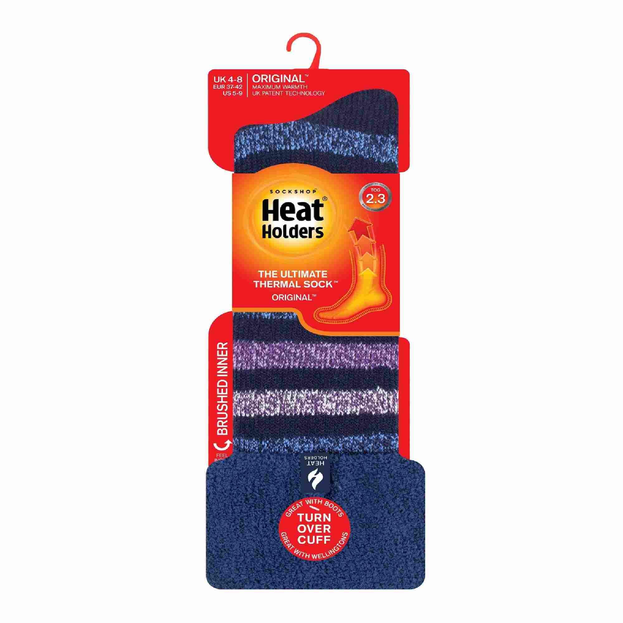 Heat Holders - Damen Socken für Gummistiefel | Lange Kniesocken Gestrieft 2/6
