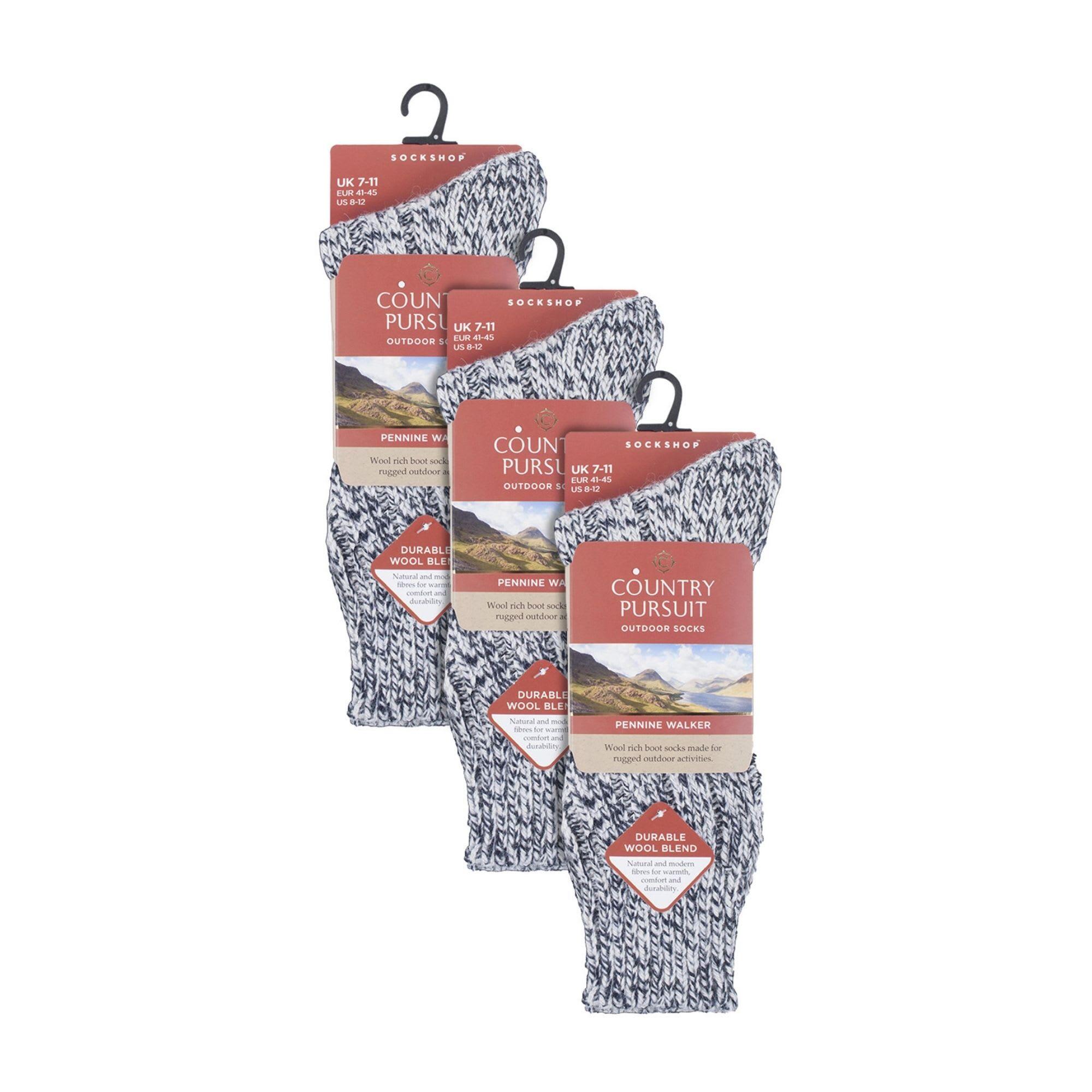 3er Pack Herren Wandersocken Wolle | Gepolstert Trekkingsocken | Country Pursuit 2/5