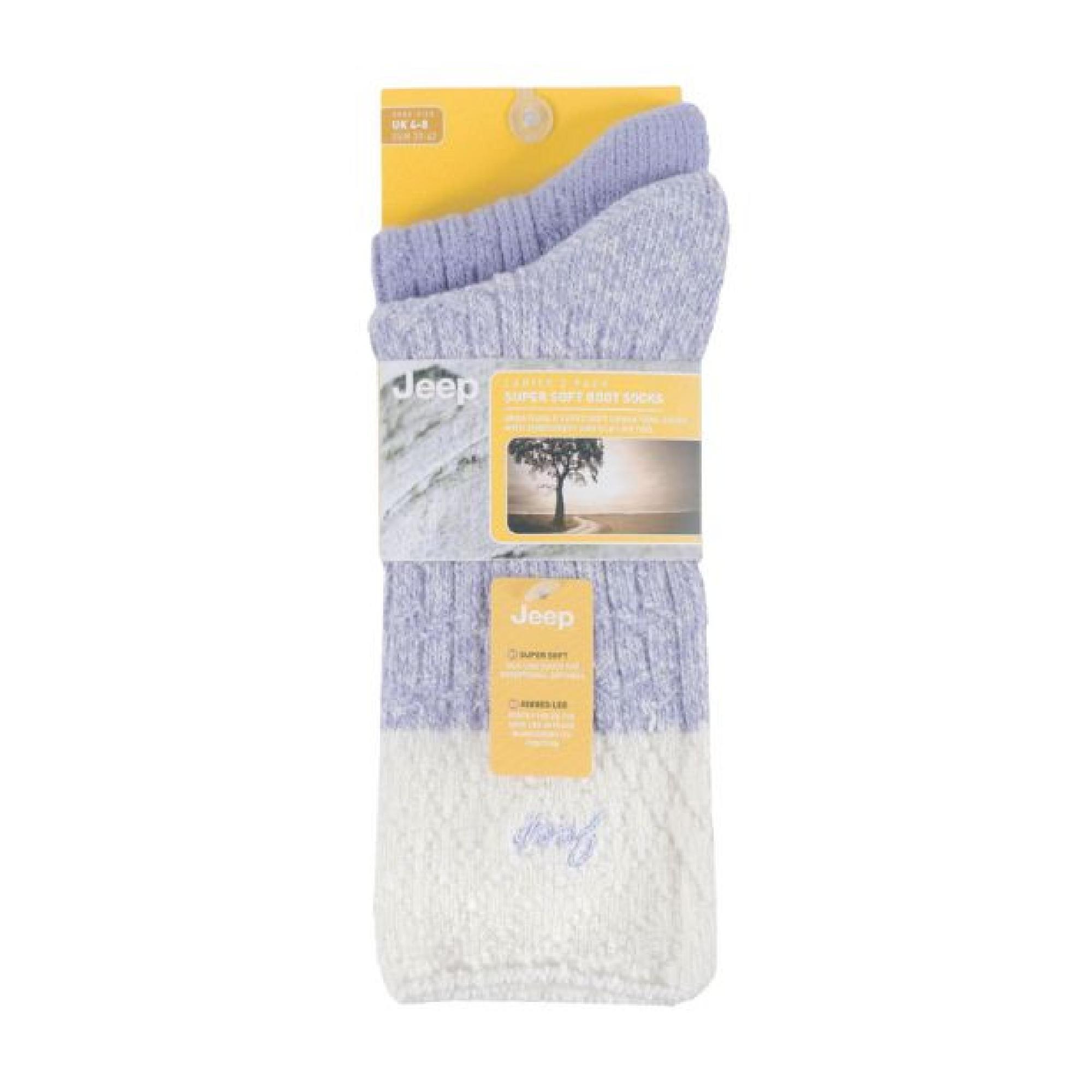 2 Pack Ladies Supersoft Warm Ribbed Thick Hiking Boot Socks 2/6