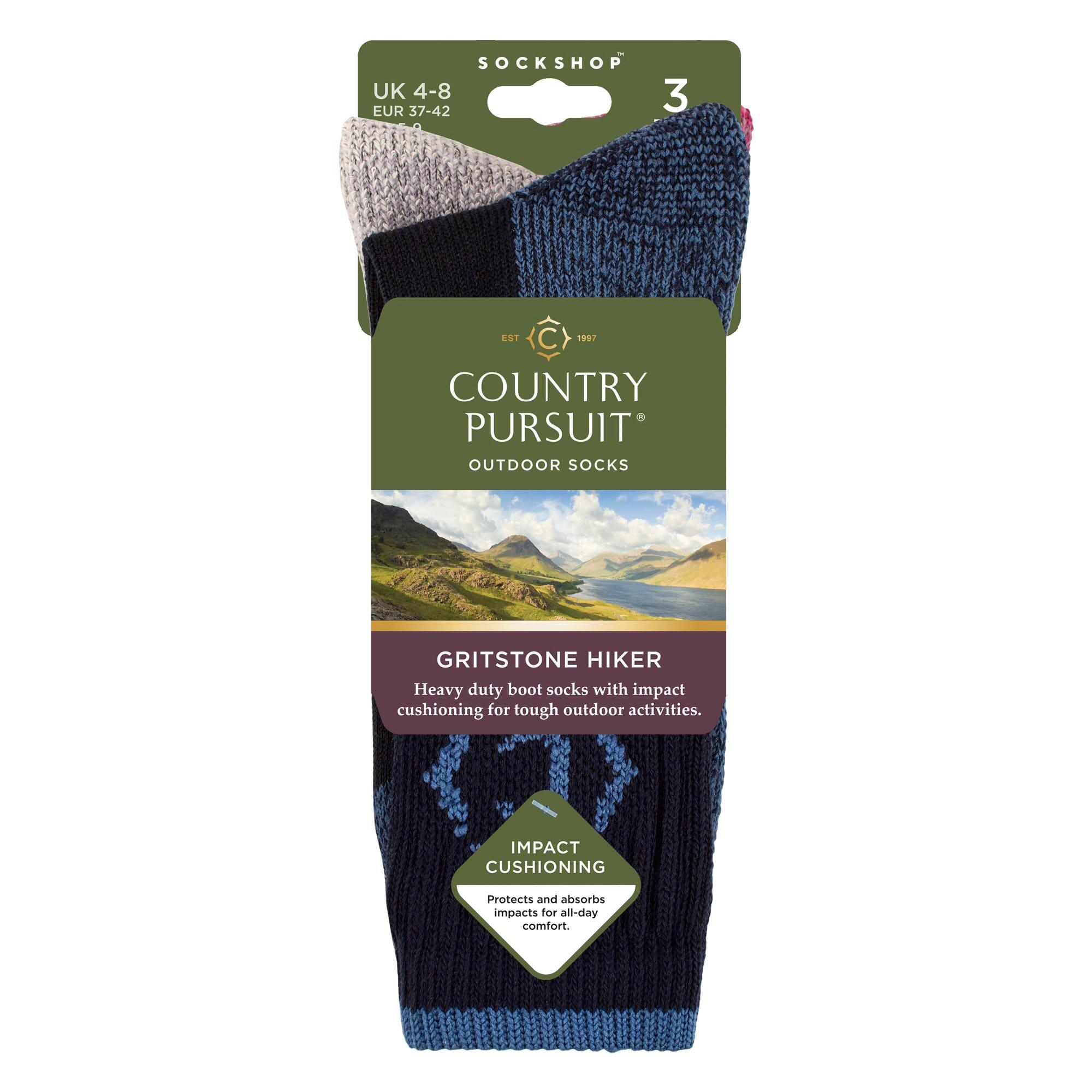 3 Pairs Ladies Heavy Duty Cushioned Hiking Socks with Reinforced Heel & Toe 2/4