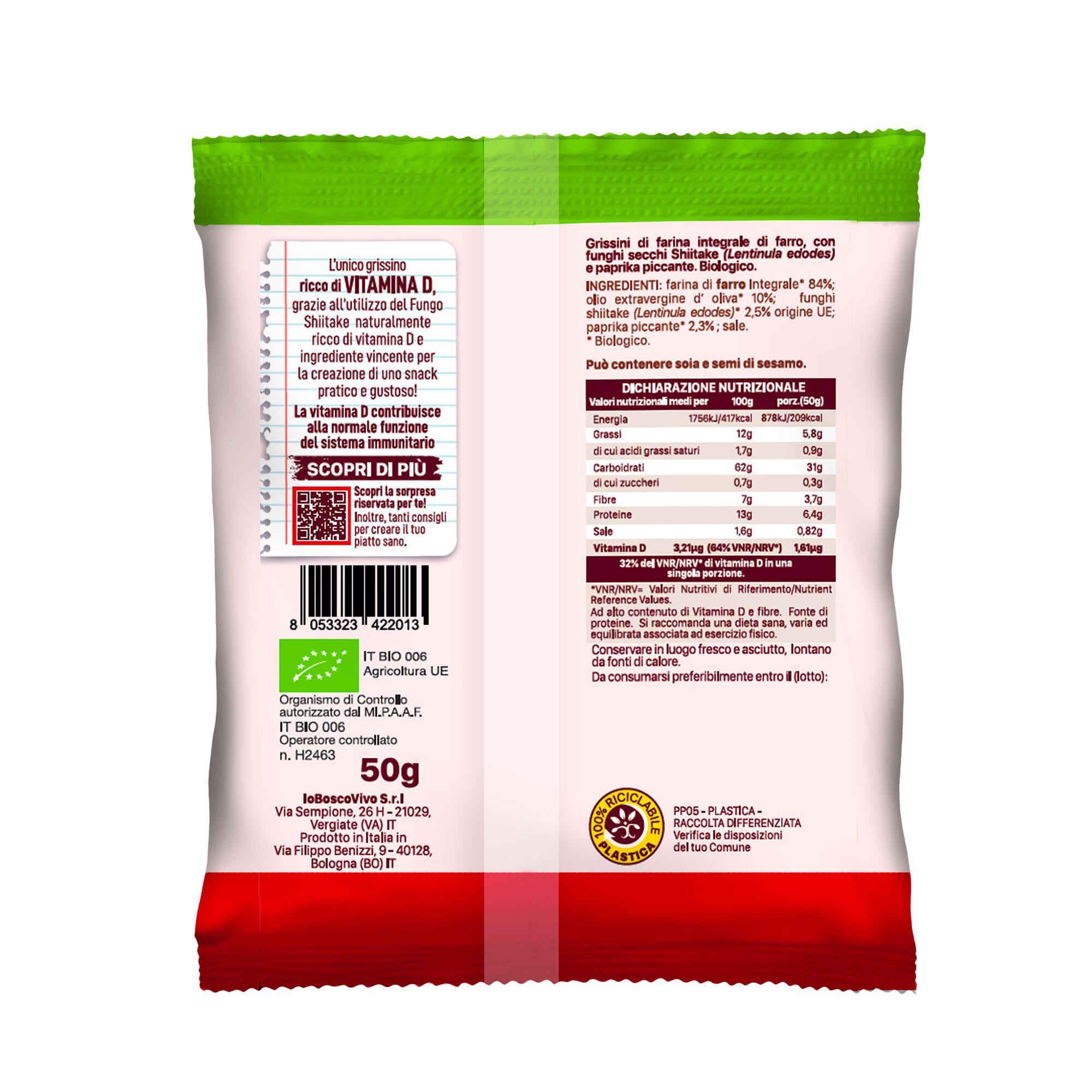 Grissini biologici - snack salato - paprika piccante e shiitake - croccanti 2/3