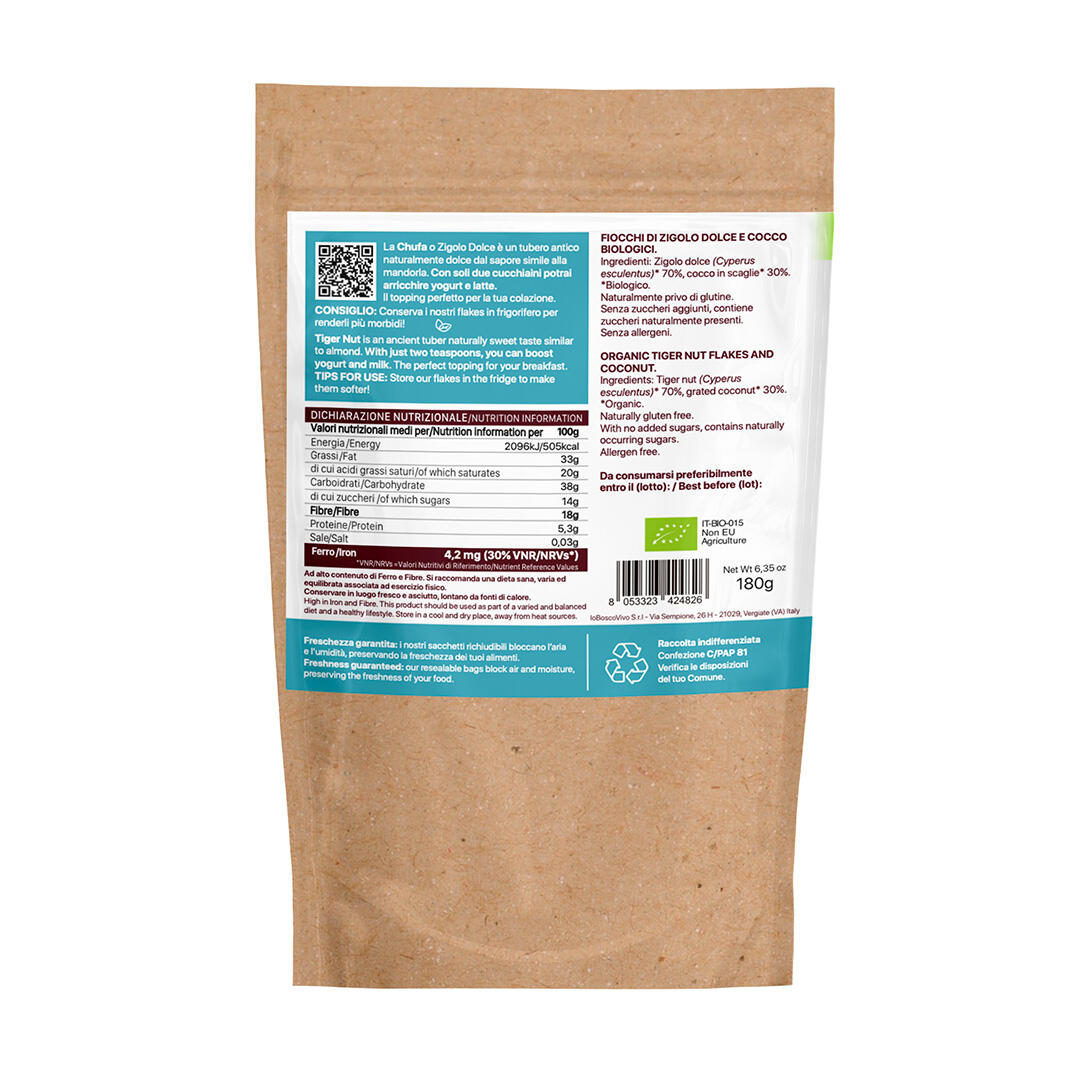Fiocchi di chufa al cocco BIO - snack senza glutine - 180 g 2/3