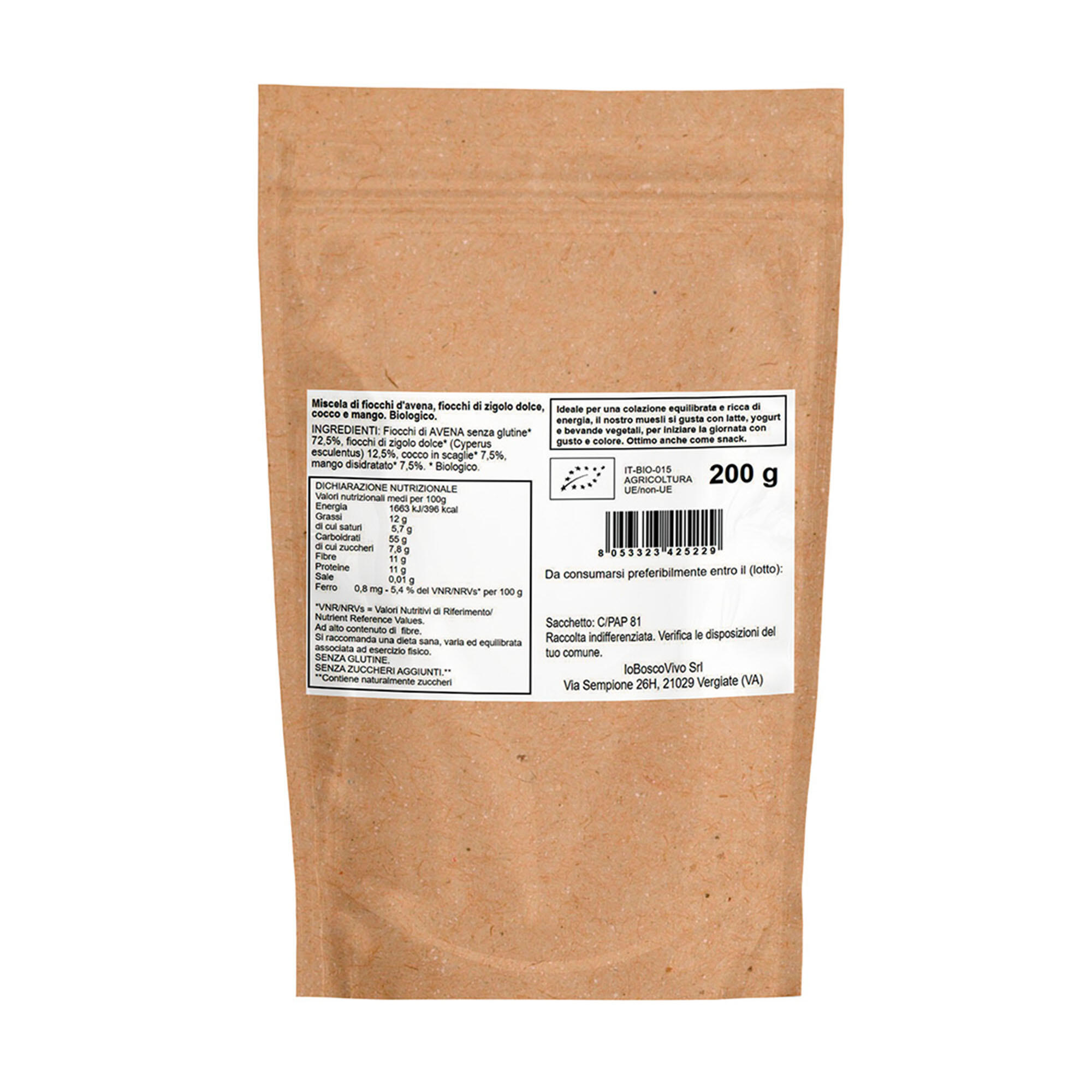 Muesli biologico - senza glutine, senza zuccheri - mango e cocco - 200 g 2/3