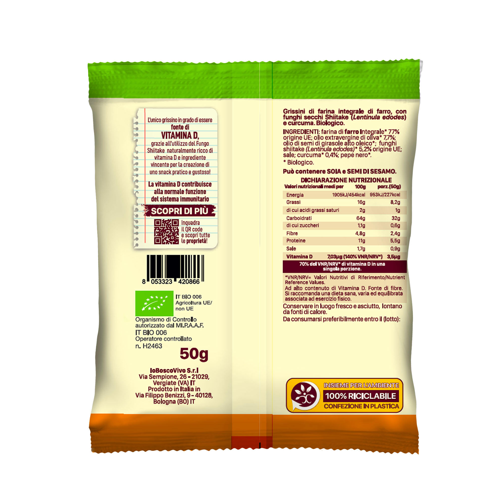 Grissini biologici - snack salato - croccante, alla curcuma e shiitake 2/3
