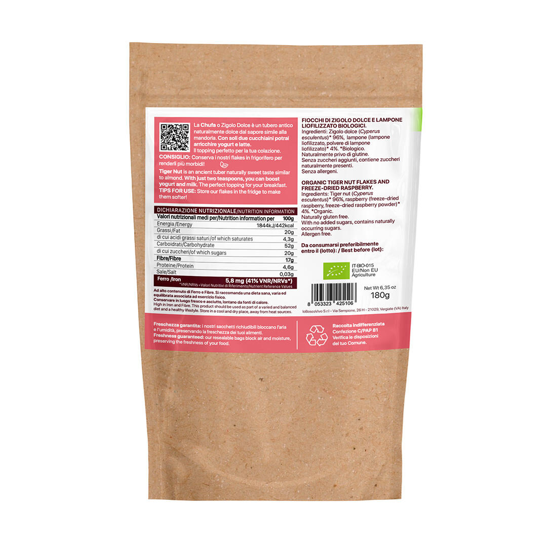 Fiocchi di chufa al lampone - colazione, senza glutine, croccanti - 180 g 2/3