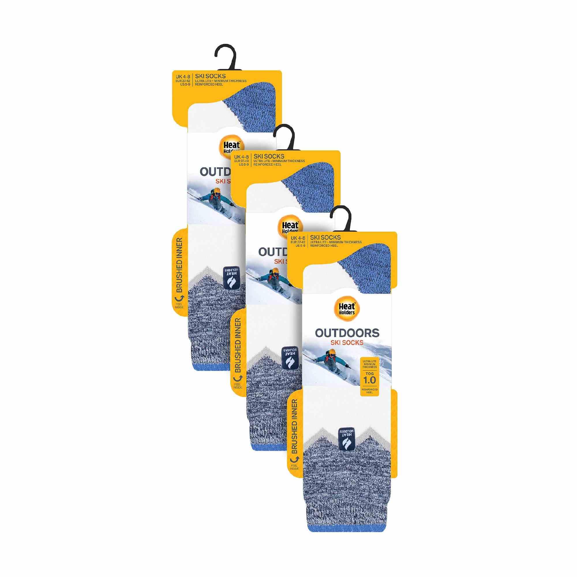 Heat Holders - 3 Paar Damen Gepolsterte Skisocken Lange Socken Gestreift 2/6