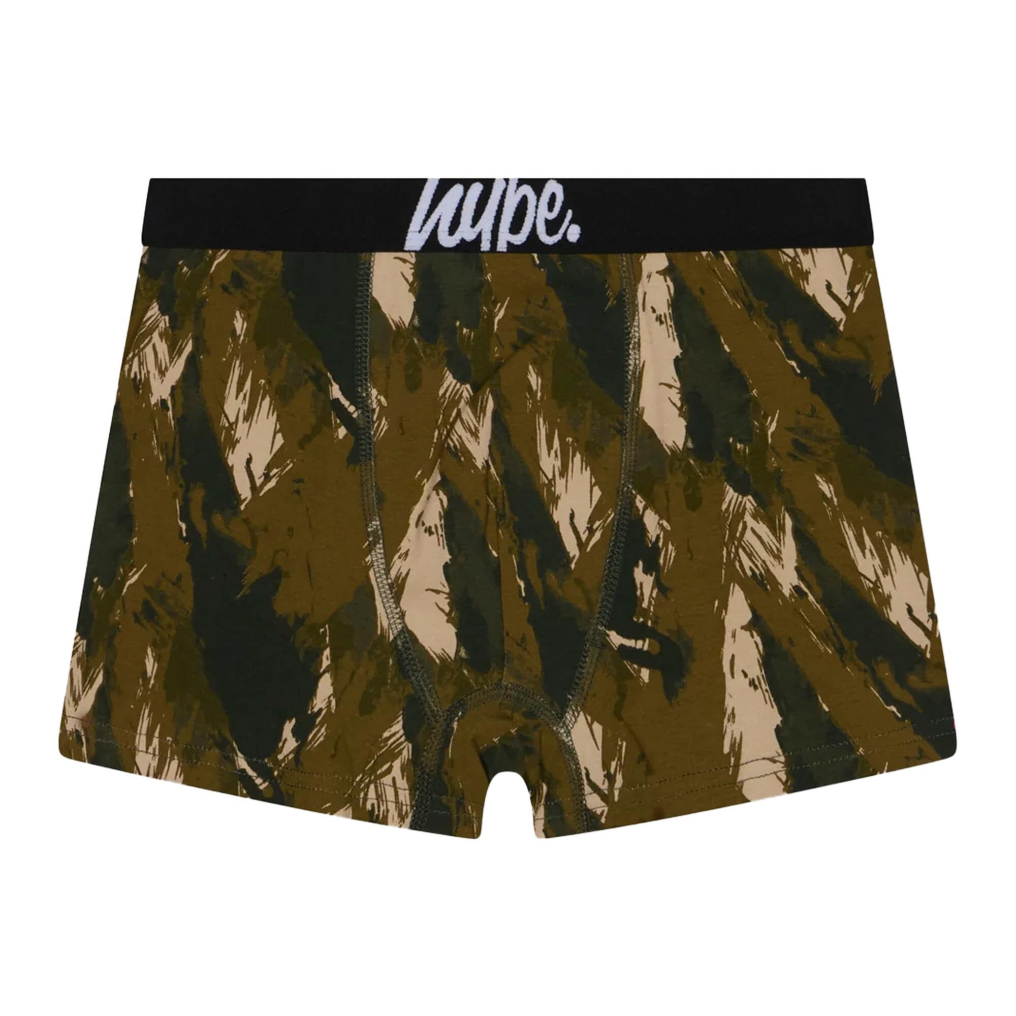 HYPE - 3er Pack Jungen Boxer Schwarz Oliv Print Atmungsaktive Unterwäsche 3/5