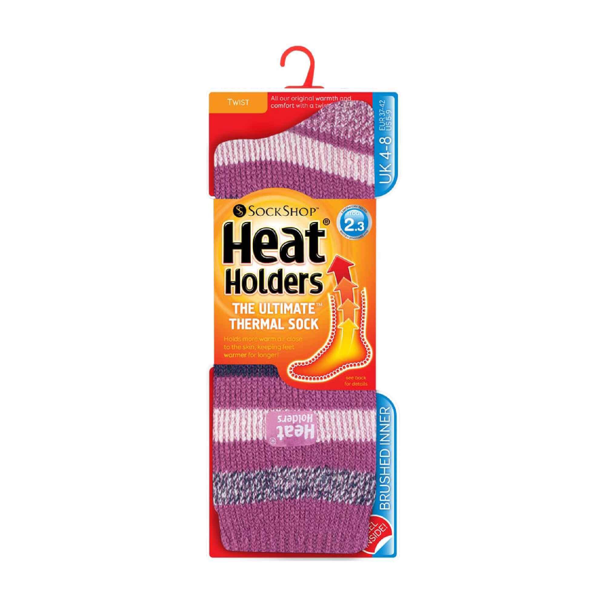 Ladies Twist Patterned Thick Winter Thermal Socks 2/6
